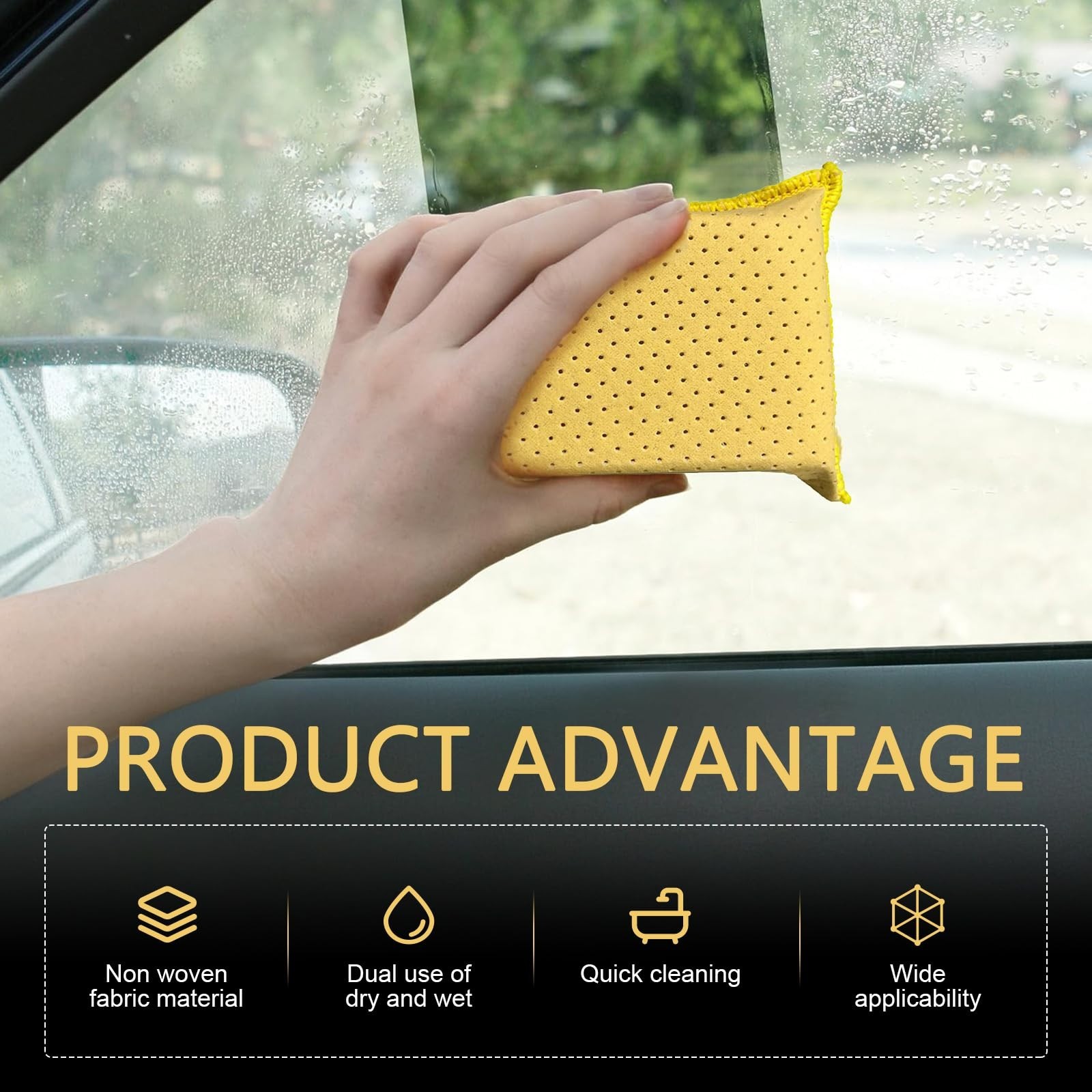 Windshield Cleaning Sponge Block, Double-Sided Microporous Defogger for Car Wind