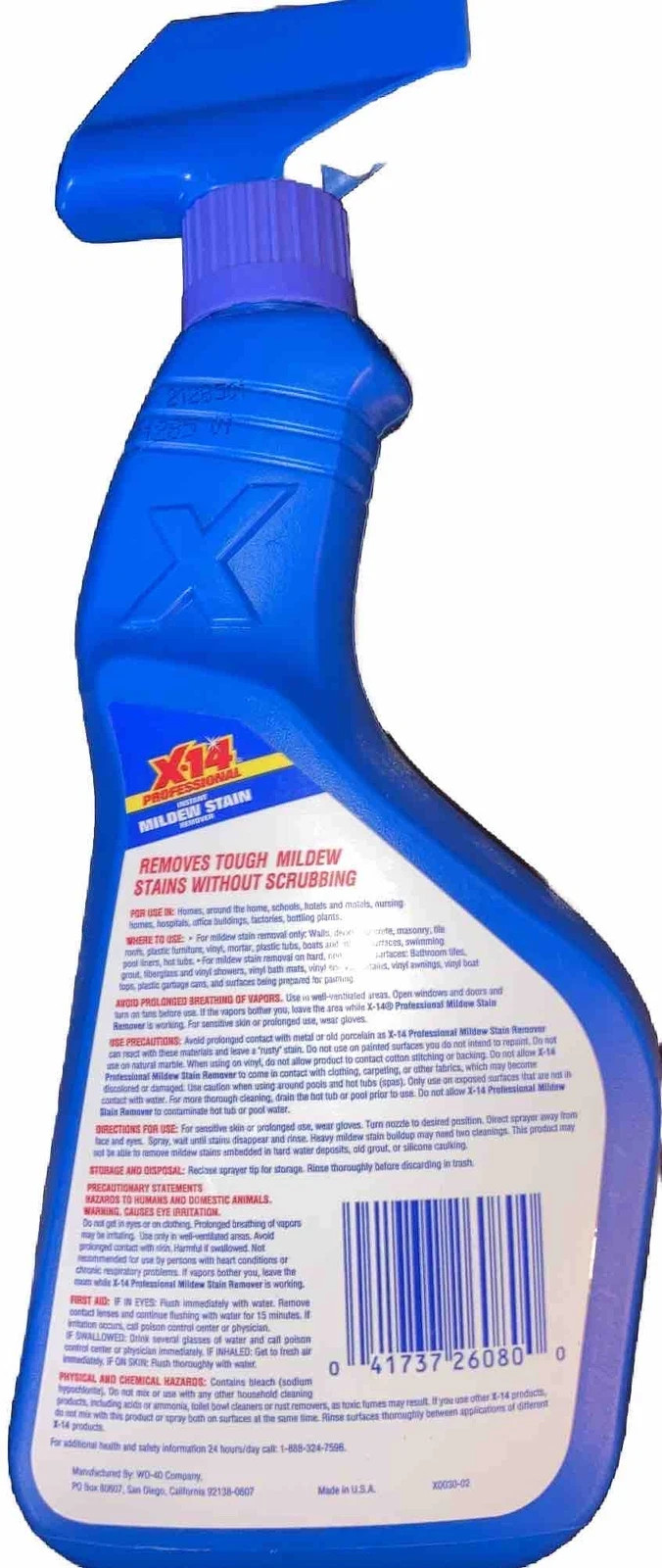 X-14 Professional Instant Mildew Stain Remover 32 oz Trigger Spray LOT OF 2