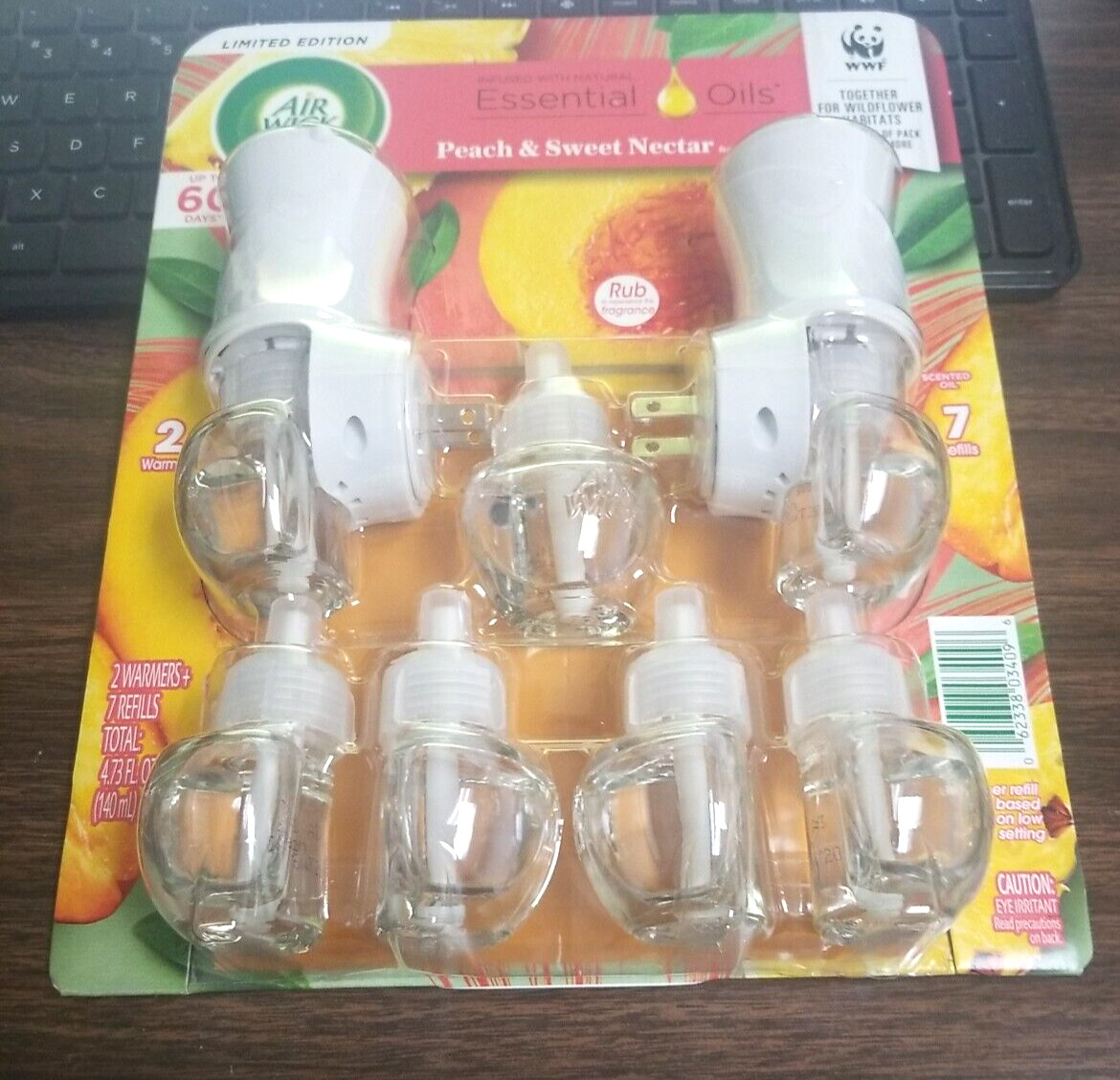 AIRWICK PEACH NECTAR SCENTED PLUG-IN, UP TO 60 DAYS(7-0.67 oz REFILLS/2 WARMER)