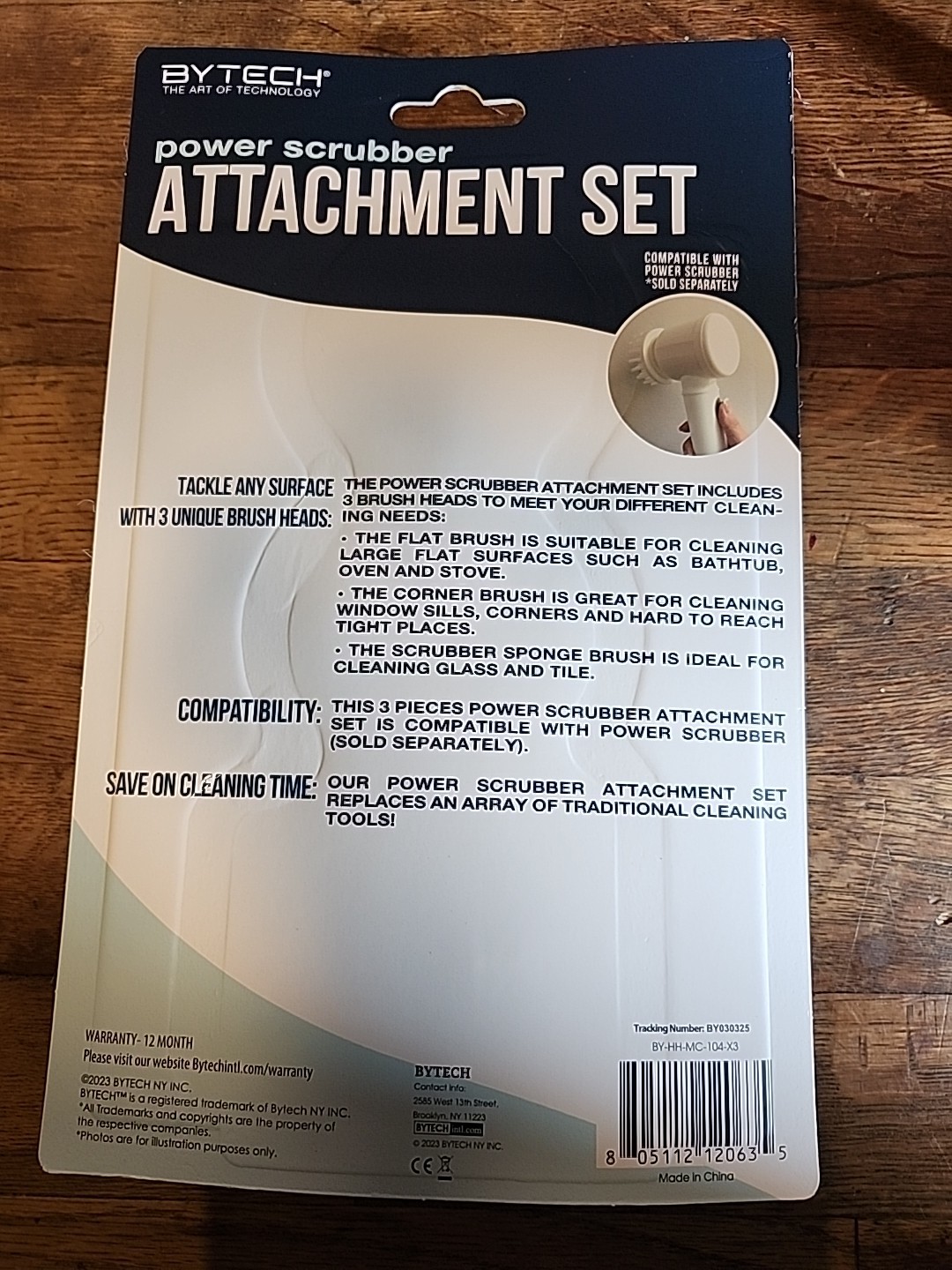 Bytech Power Scrubber 3 Piece Attachment Set BY-HH-MC-104-X3 New Sealed