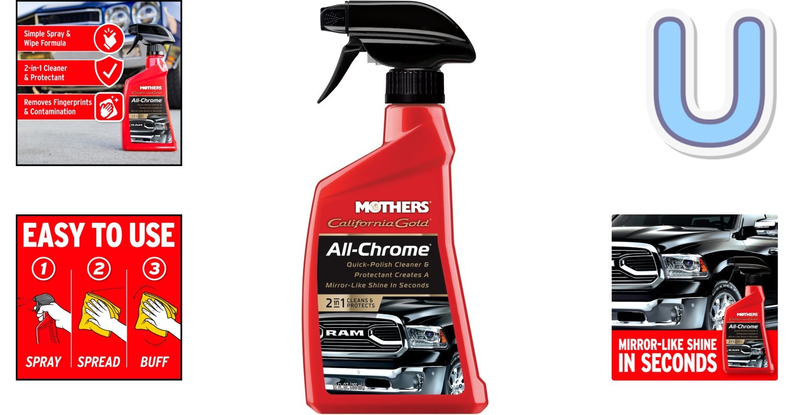 Mothers California Gold All-Chrome Cleaner 12 oz – Cleans, Shines & Protects