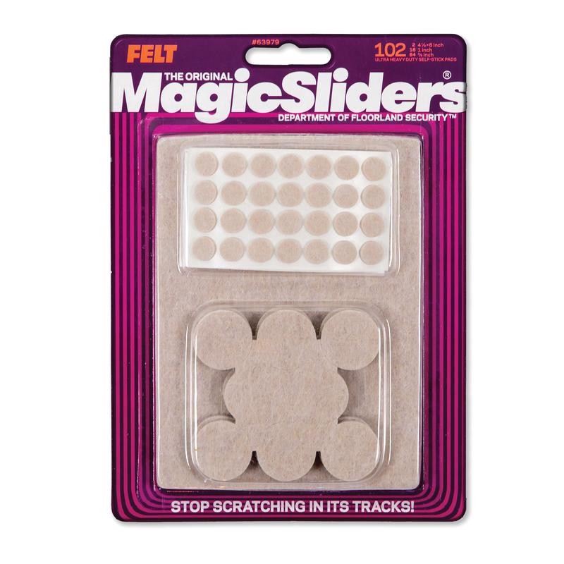 Magic Sliders Felt Self Adhesive Protective Pads Oatmeal Assorted 102pk (6-Pack)