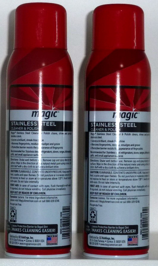 (2-Pk) Magic® STAINLESS STEEL Range Appliance POLISH & CLEANER Shine Protect