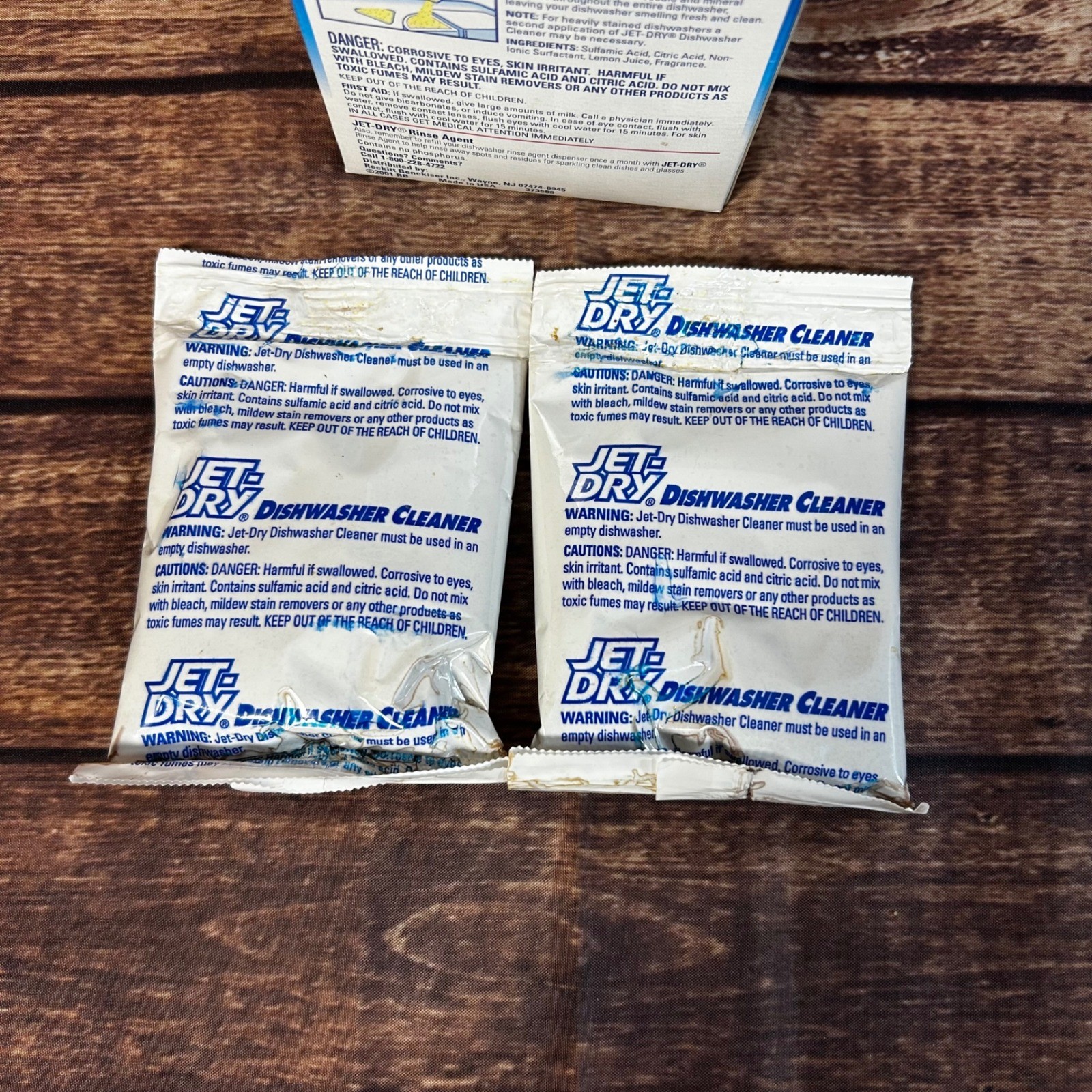 Jet-Dry Dishwasher Cleaner Lemon Scent 2 Pouches in Box 2001 USA Discontinued