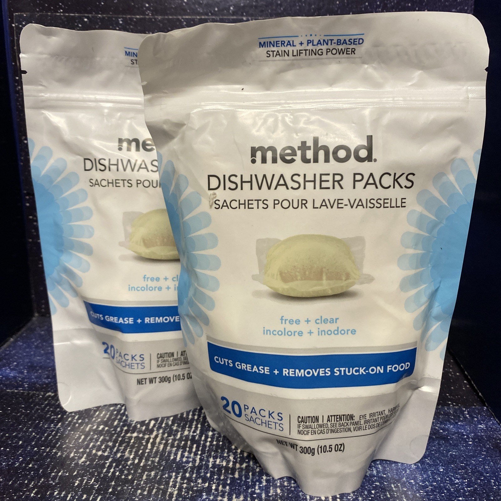 2 Packs Method Power Dish Dishwasher Soap Packs, Free + Clear, 20 Load each