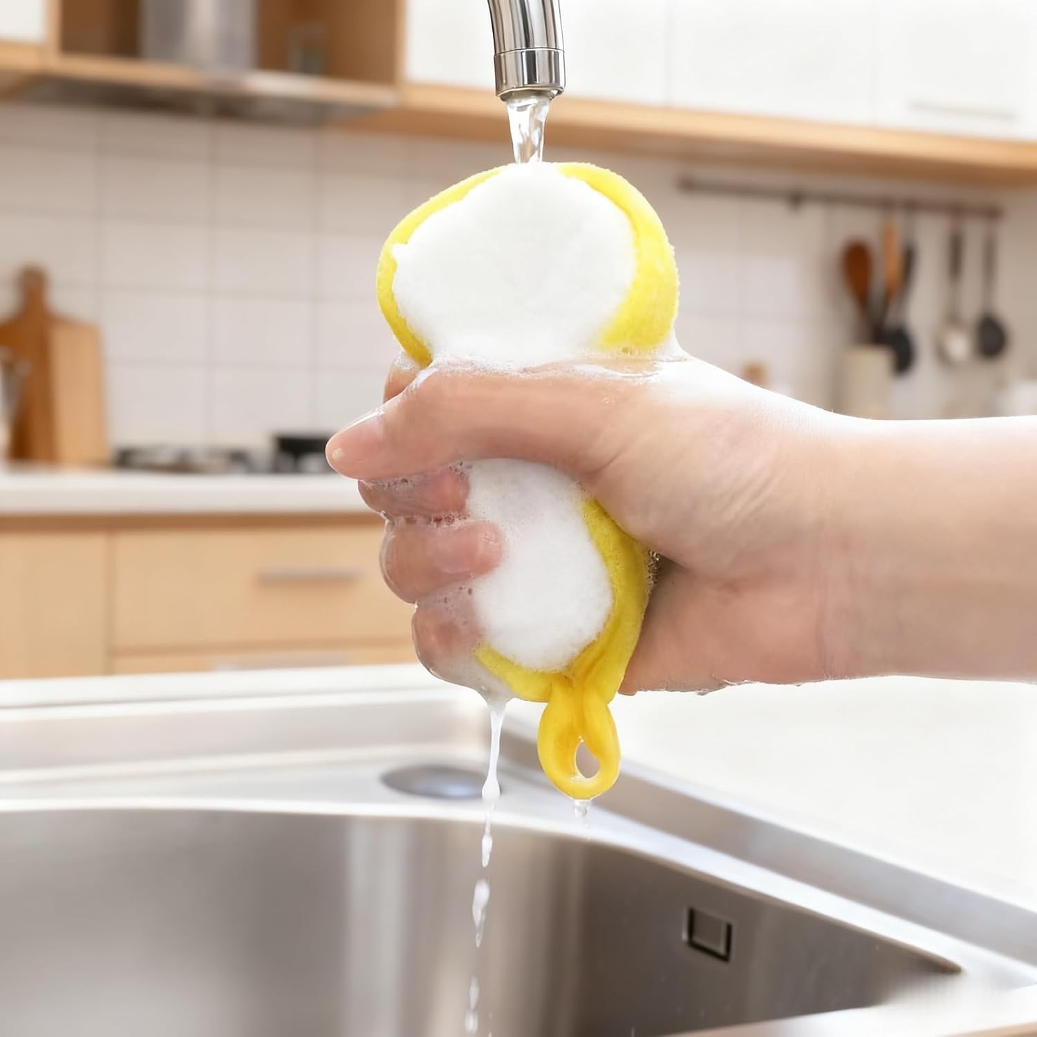 10 Pcs -Double-Sided Scouring Pads Dish Pan Washing Sponge Kitchen Cleaning Tool