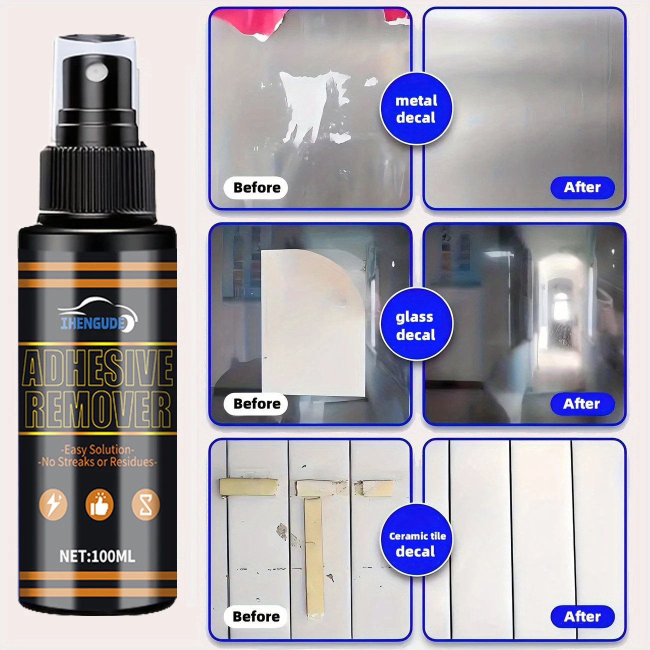 Traceless Sticker Adhesive Remover Spray 4 oz Safe For Glass Metal Plastic