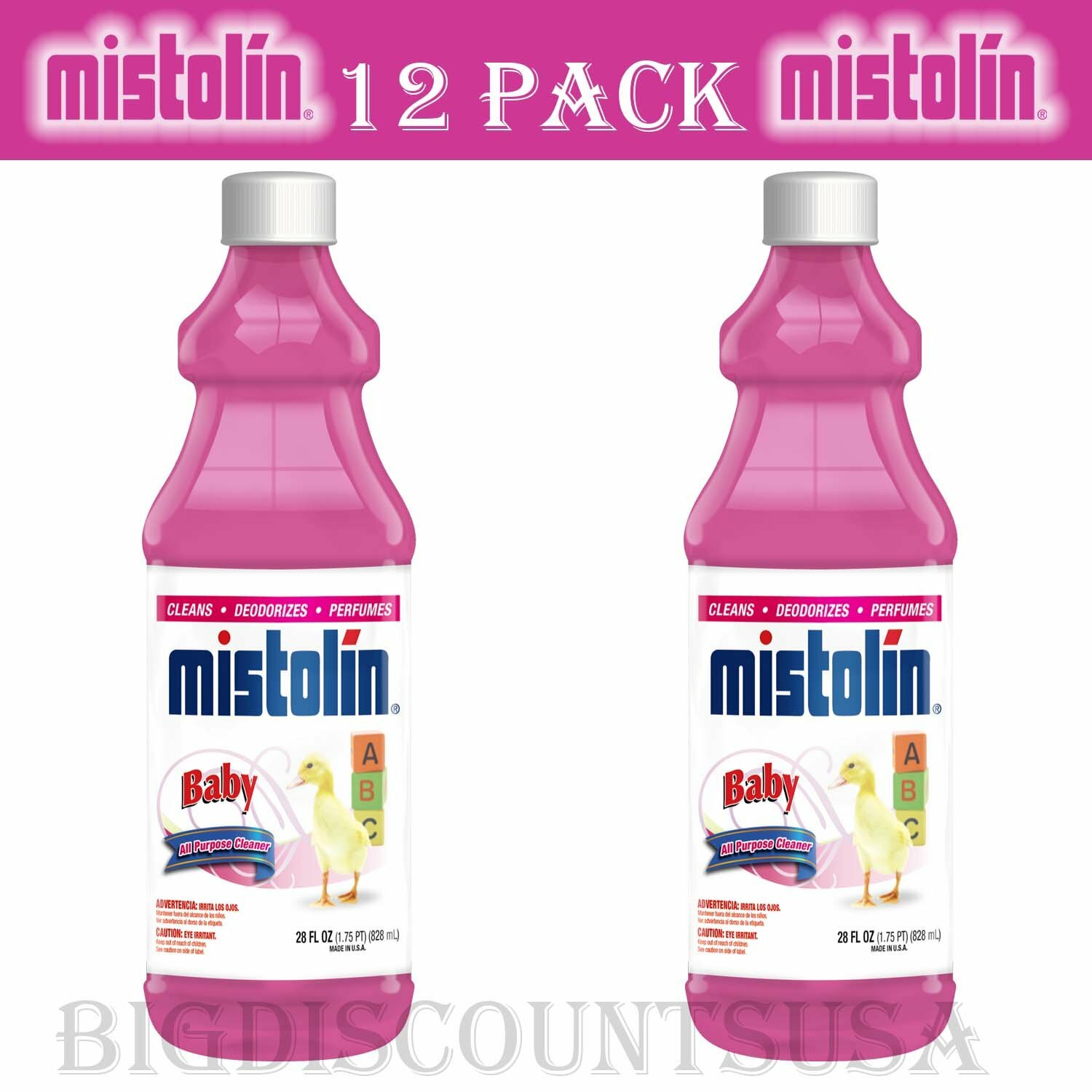 Mistolin 12 Pack General All Purpose Cleaning Solution Kit Baby Scent 28 fl oz