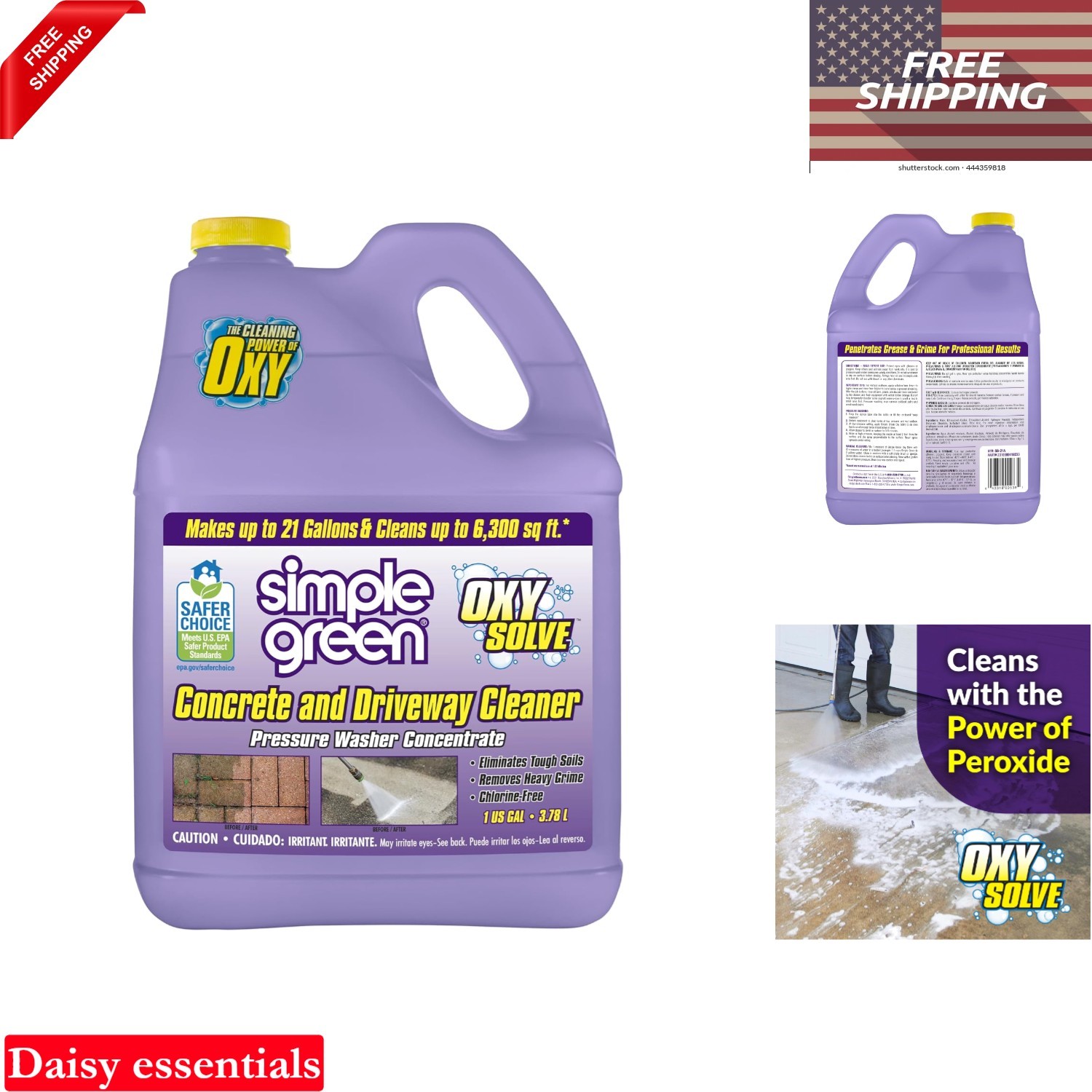 Oxy Solve Pressure Washer Cleaner for Driveways & Concrete 128oz Biodegradable