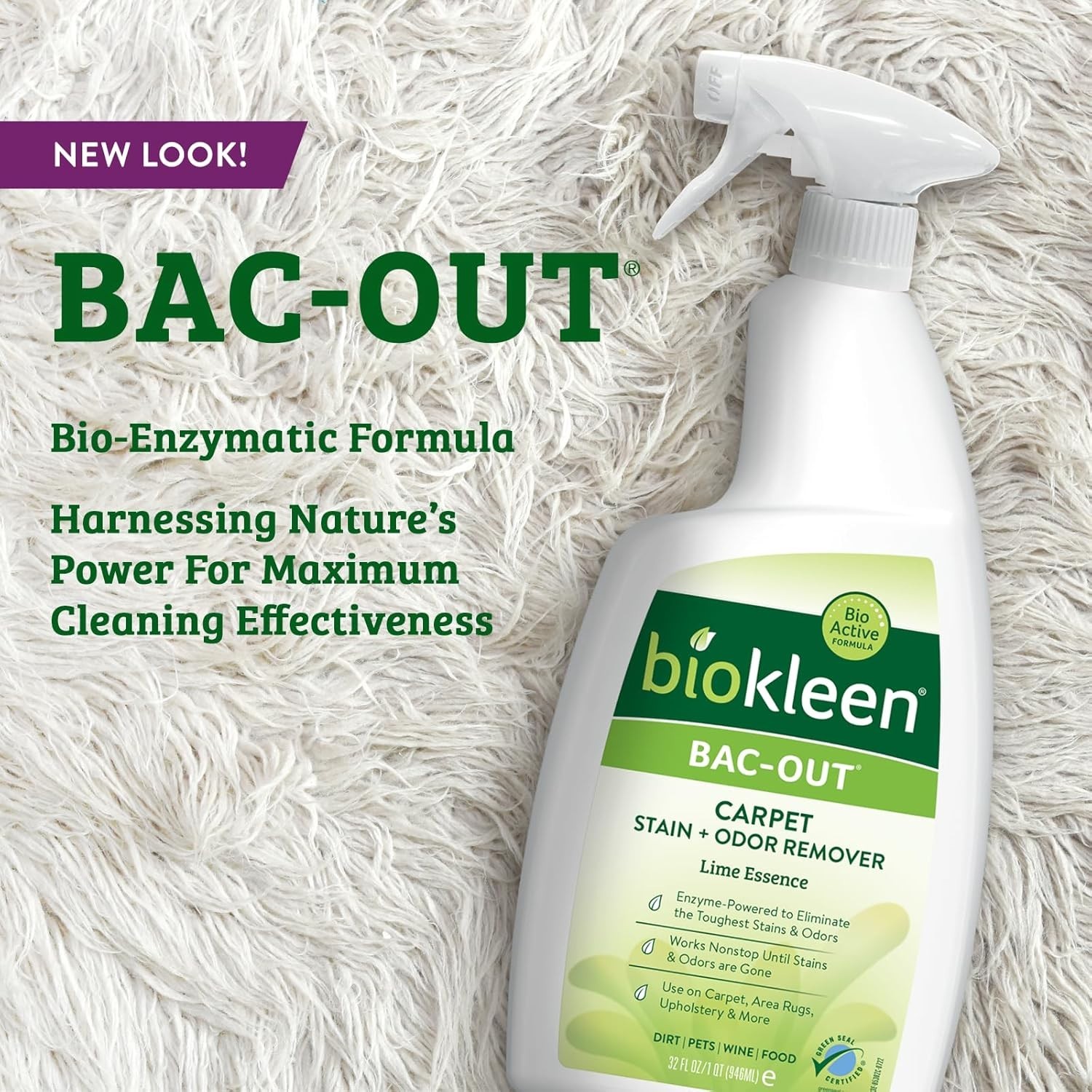 Bac-Out Stain Remover for Carpet, Clothes – 32 Ounce and Gallon Refill – Enzy…