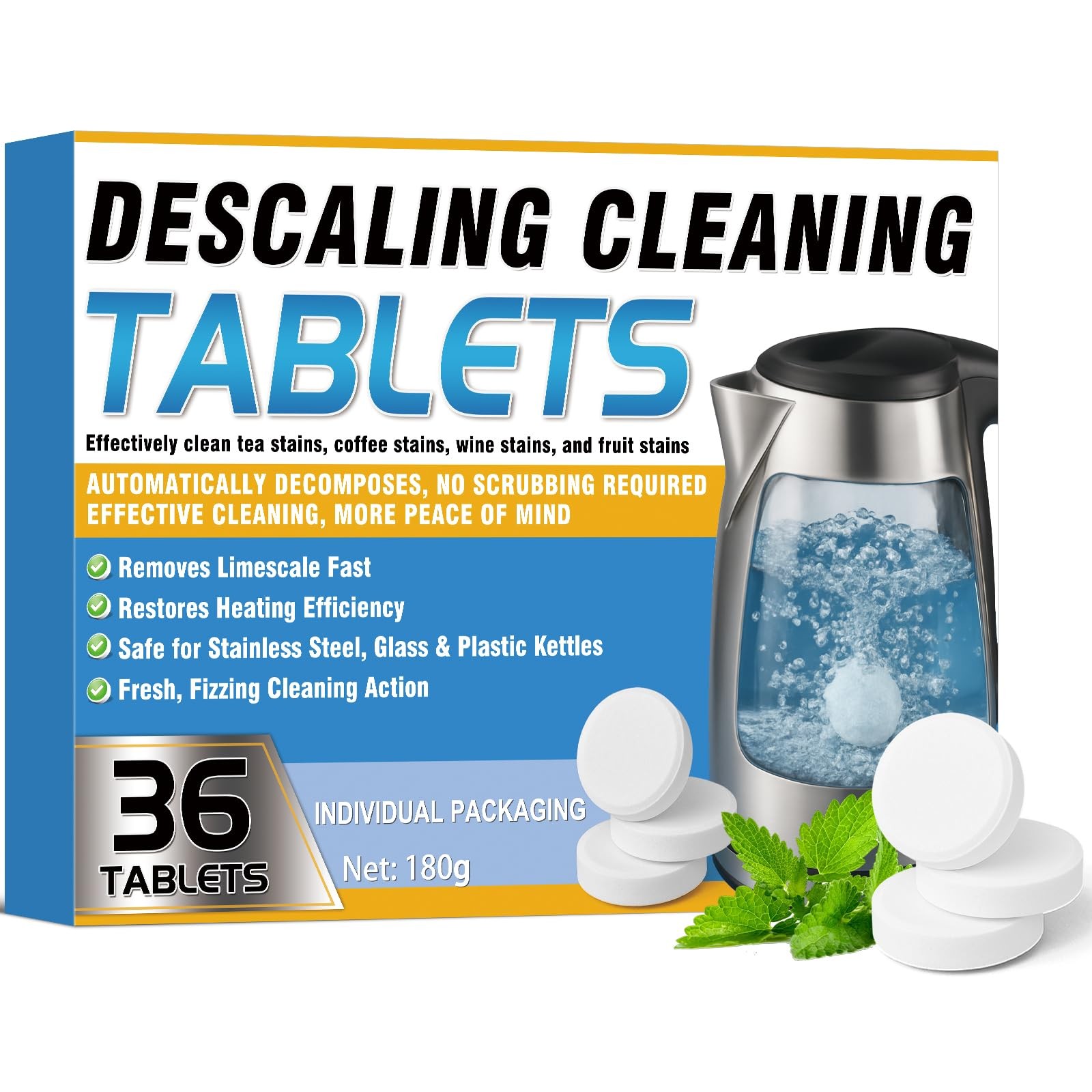 Kettle Descaler Tablets – Powerful Limescale Remover for Coffee Maker, Electr…