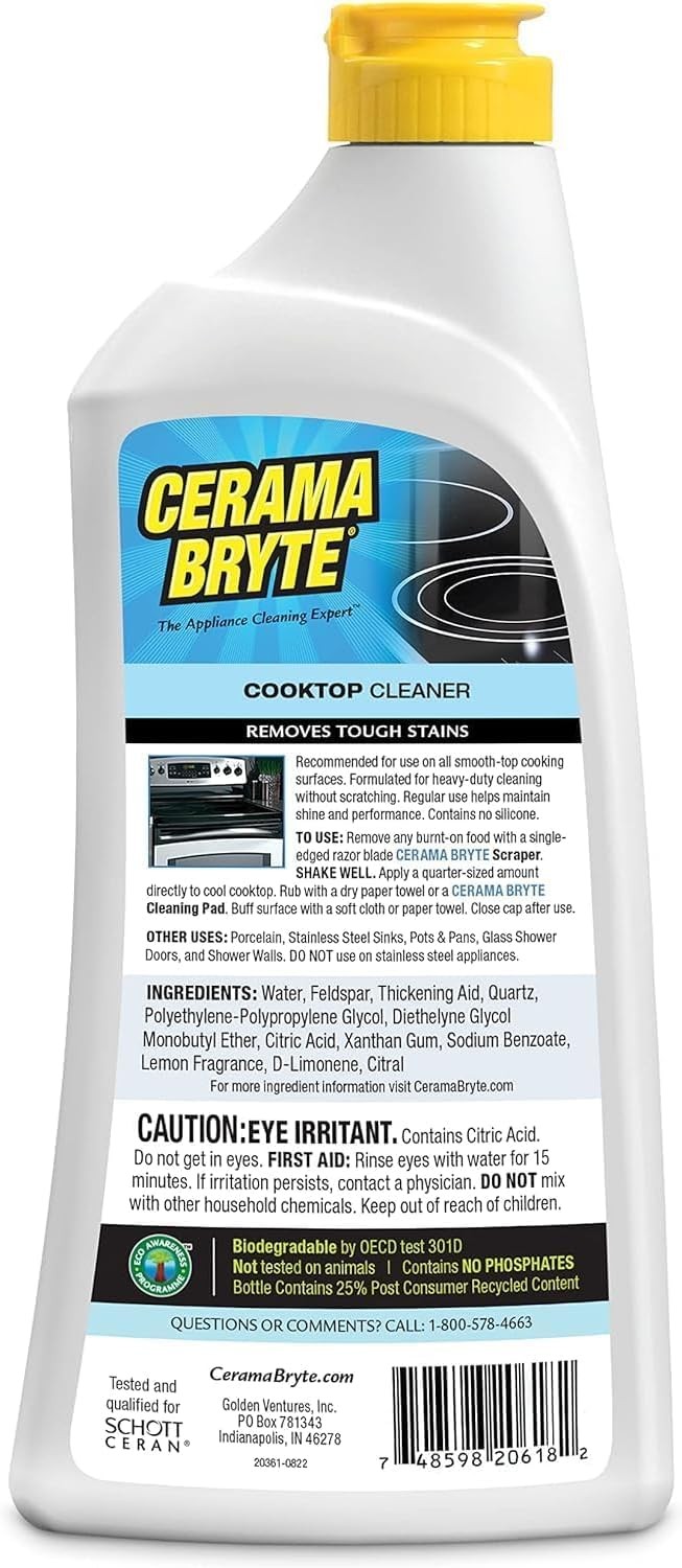 Cerama Bryte Cooktop Cleaner 2 Pack Non Abrasive Heavy Duty 18 oz each