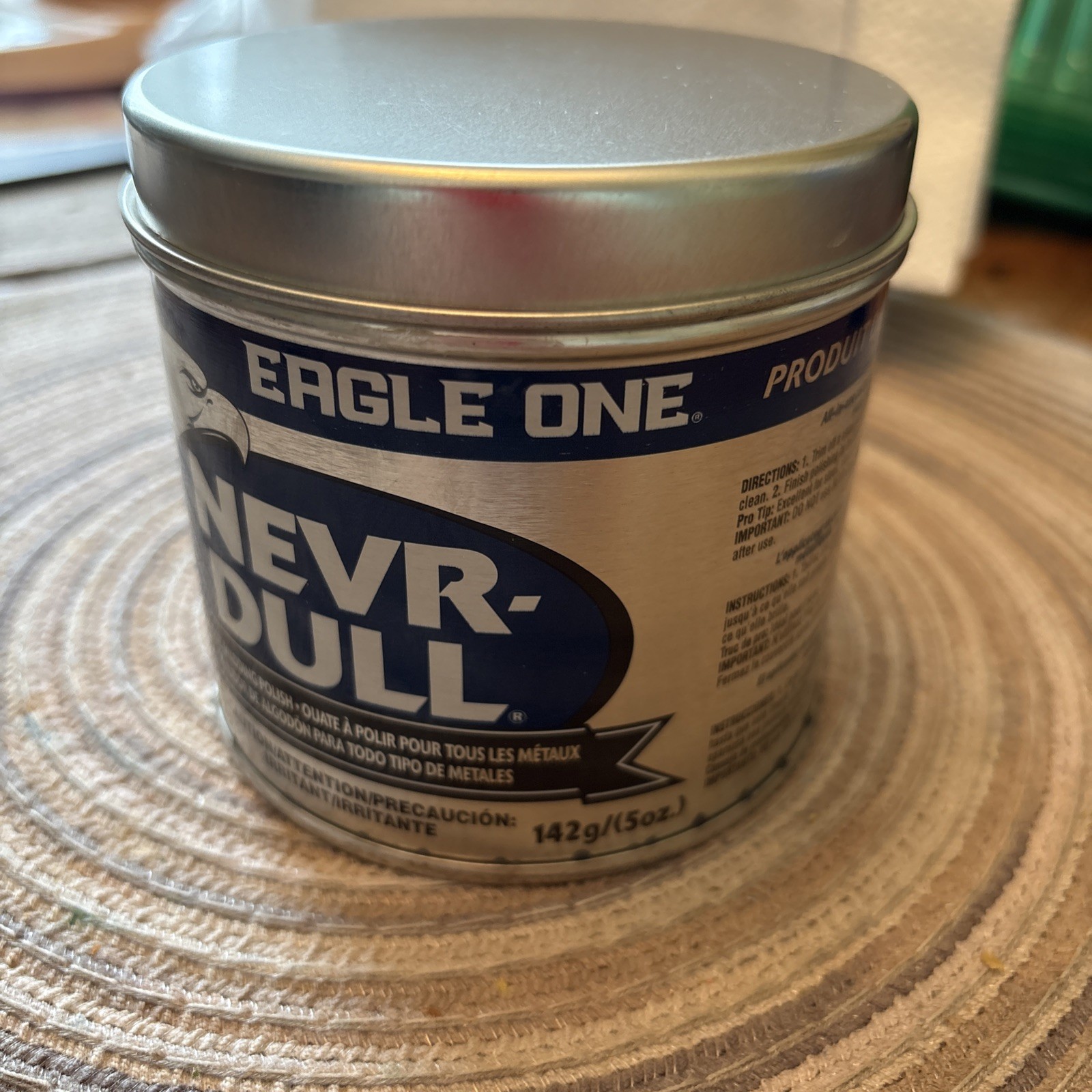 Nevr- Dull Metal Polish 5 Oz Tin All Metal Wadding Polish USA NEW
