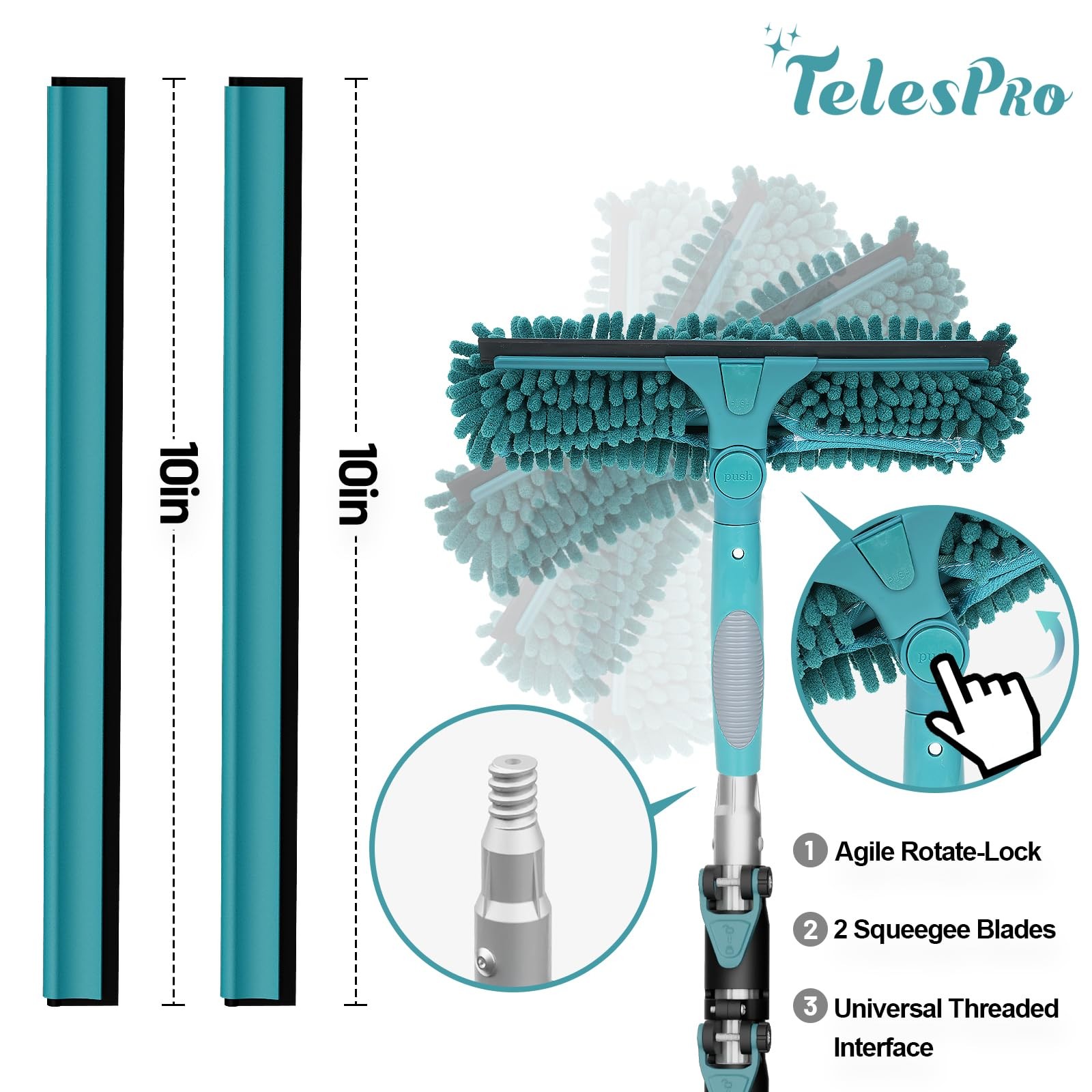 36 Feet High Reach Window Squeegee with 7-30 Ft Extension Pole, Window Cleane…