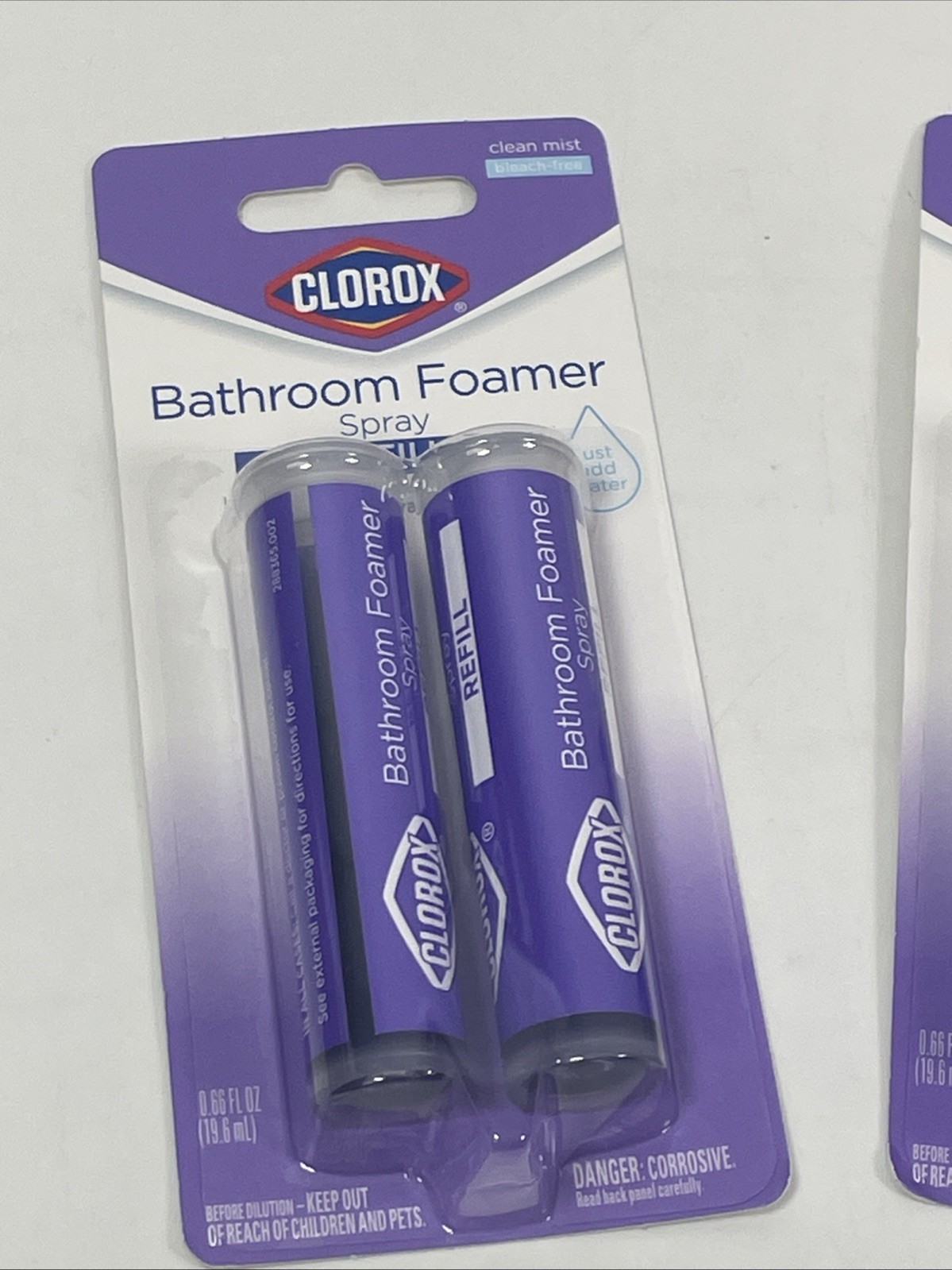 Clorox Bathroom Foamer Spray Refill Cartridge Bleach Free Clean Mist 2 Pack Lot