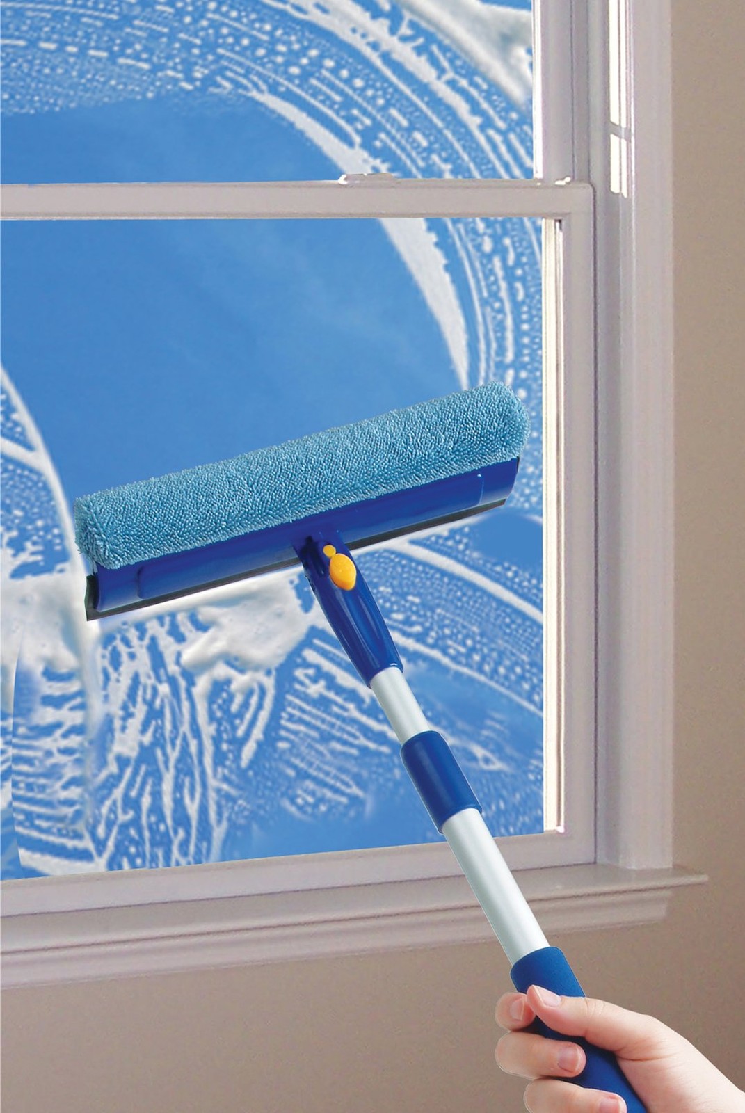 Window Washer And Silicone Squeegee Auto Easy Grip Extendable Handle Microfiber