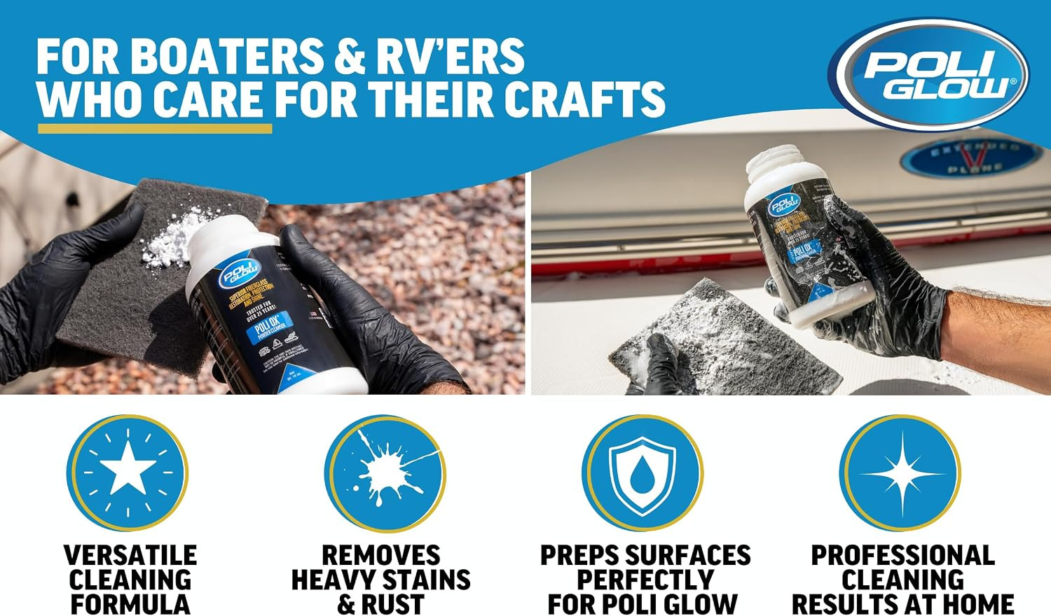 Poli Ox Oxidation Removal Kit for Boats, Rvs, or Fiberglass Surfaces–Removes