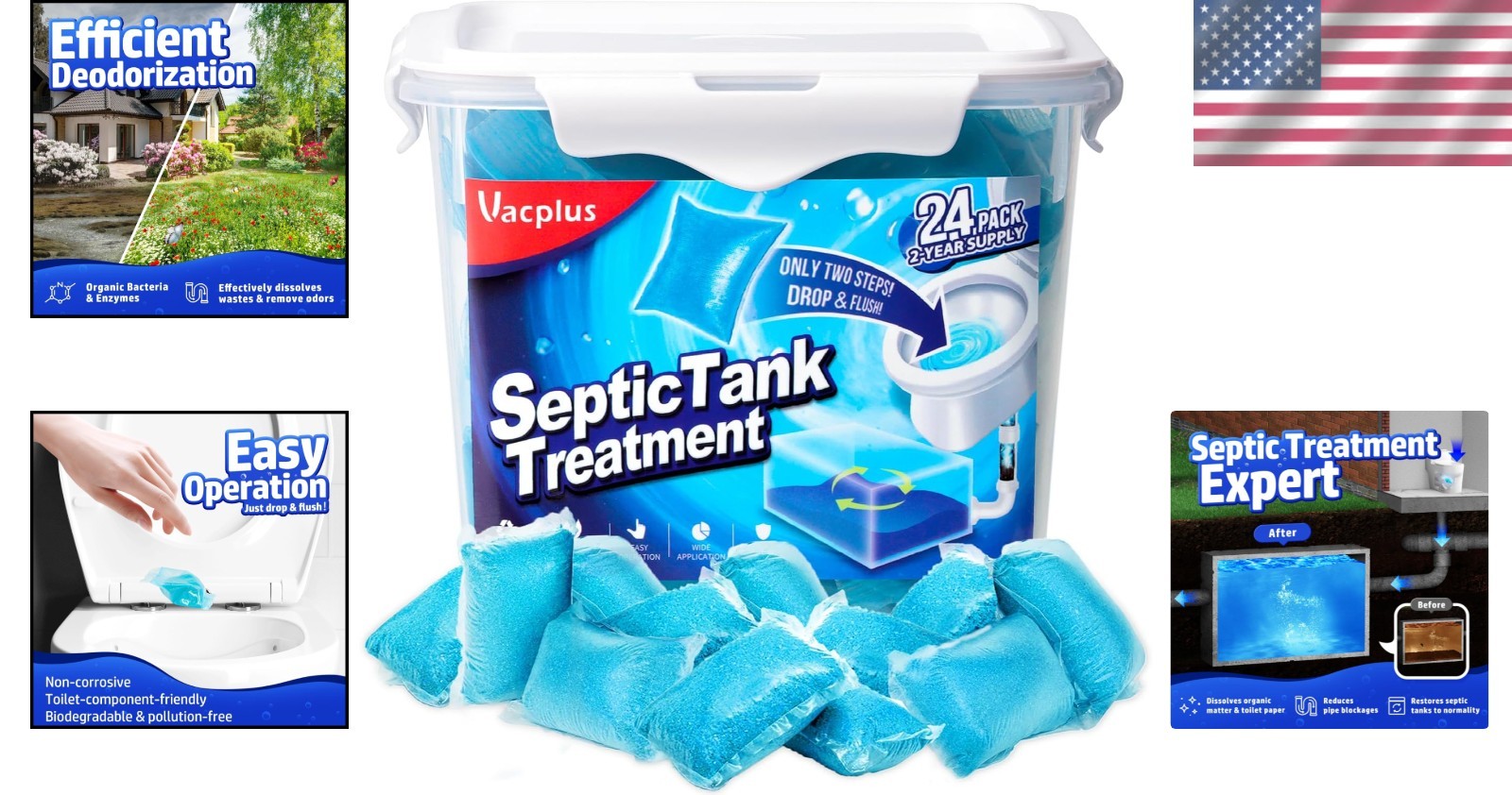 Septic Tank Treatment – 24 Packs for 2- Supply, Bucket-Packed Septic Tank Tre…