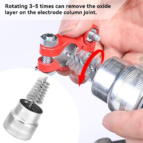 2PS Car Battery Terminal Cleaning Brush, Metal Vehicle Battery Post Cleaner Bri