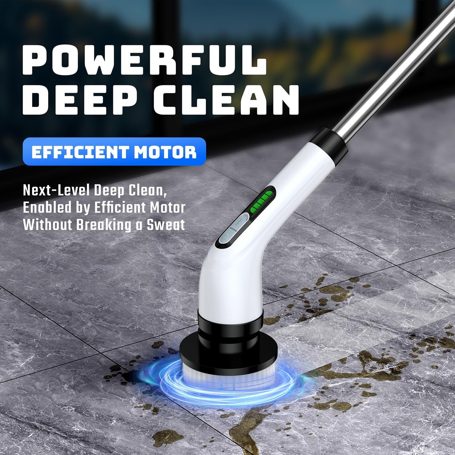 Electric Spin Scrubber for Bathroom: Shower Scrubber with Long Handle, Dual S…