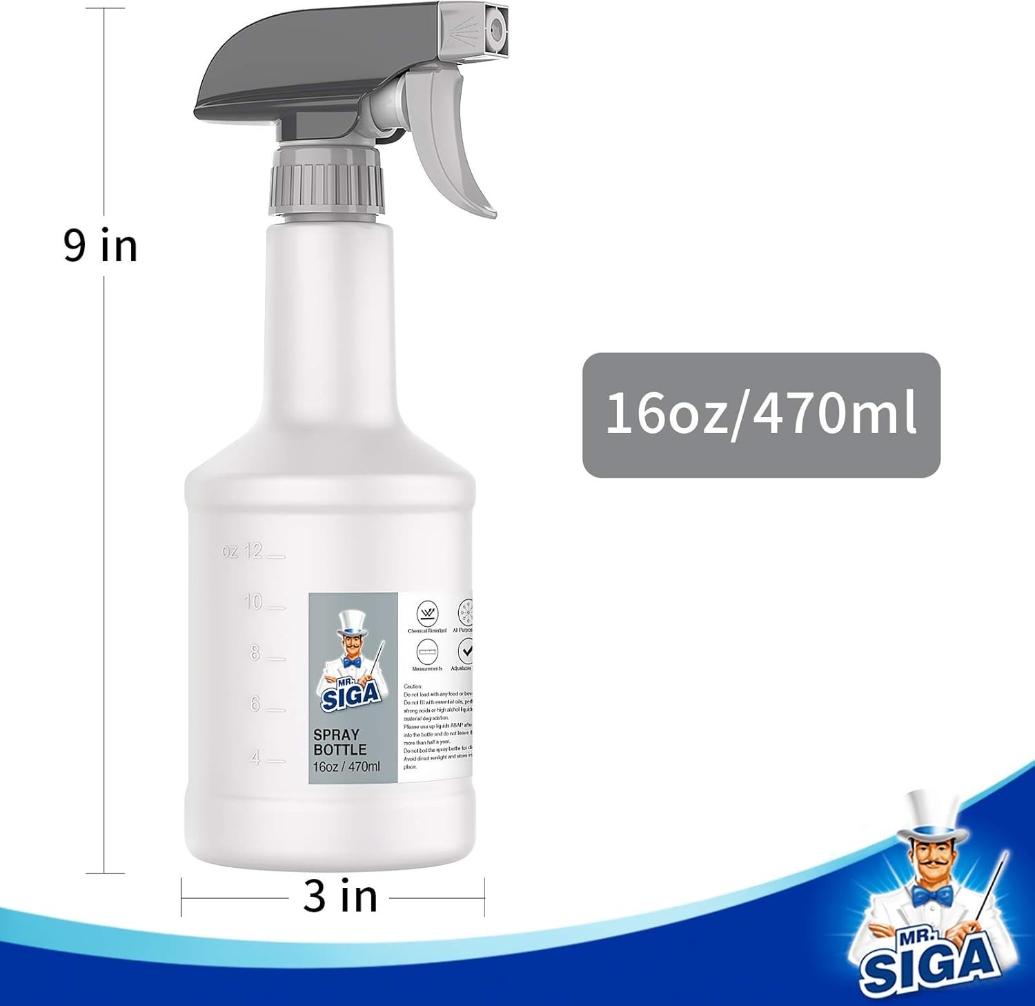 16 oz Empty Plastic Spray Bottles for Cleaning Solutions, Heavy Duty Househol…