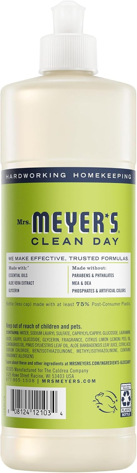 Mrs. Meyer’S Clean Day, Liquid Dish Soap, Lemon Verbena, 16 Fl Oz, 3 Count