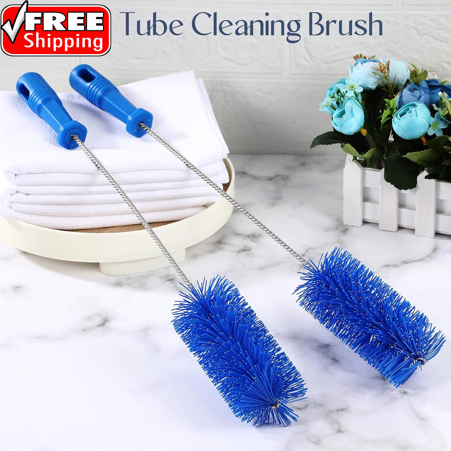 2 Pieces Drain Brush Pipe Cleaning Tube Brushes 19.7 Inch Plastic Shower Pipe Fl