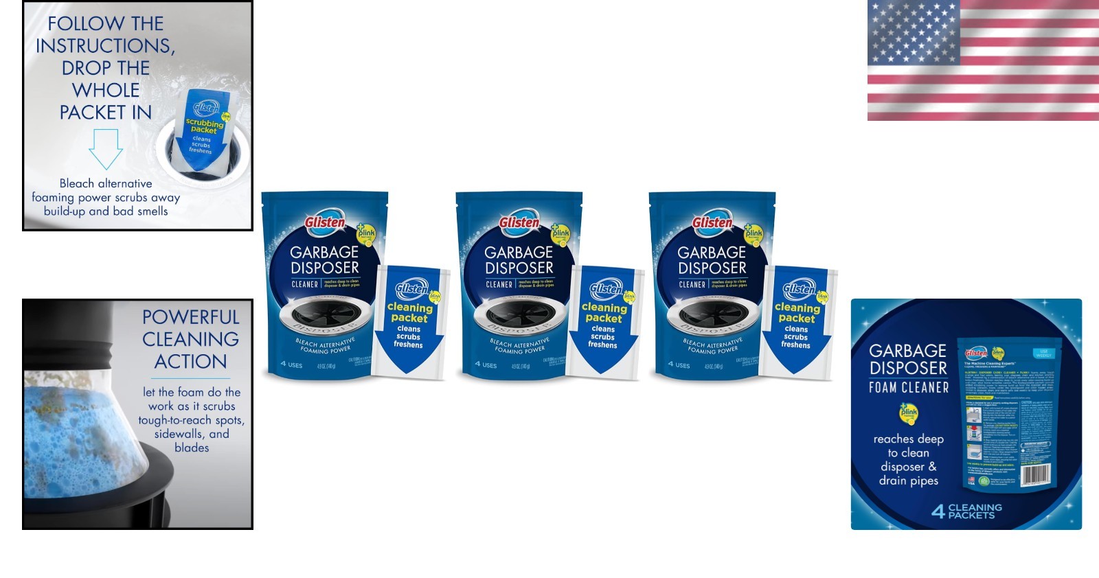 Powerful Bleach-Free Lemon Disposer Cleaner – 3 Drop-In Packets for Easy Use