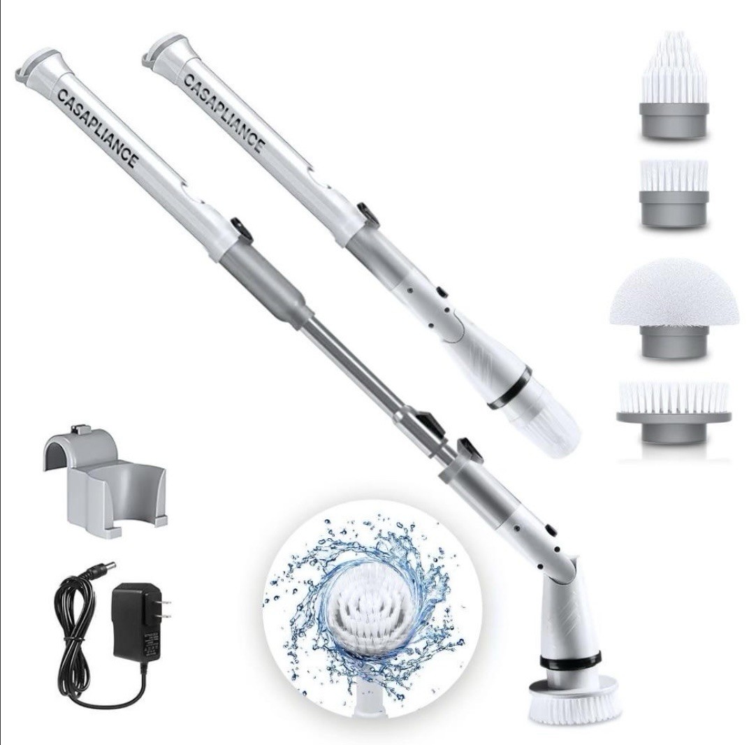 Electric Spin Scrubber for Household Cleaning with Extension Handle
