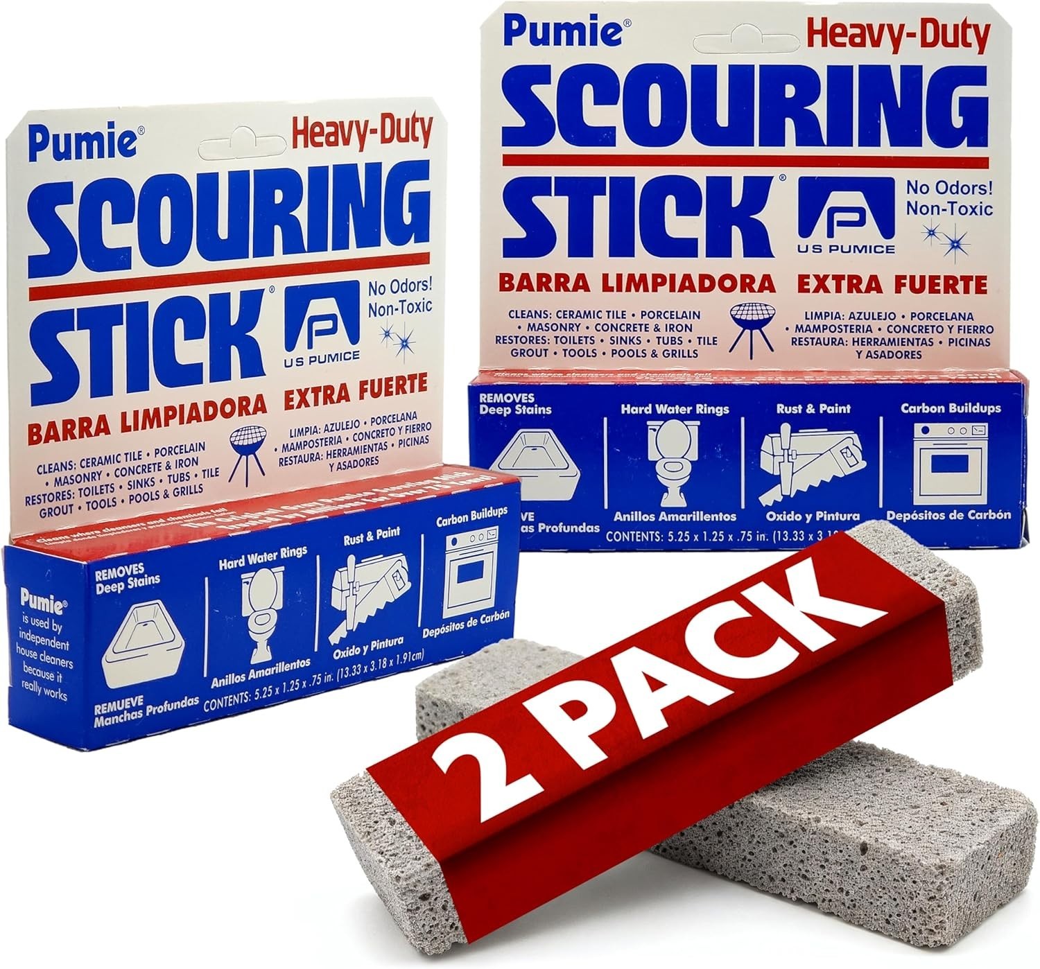 Family-Friendly Pumice Cleaning Bars – 2 Pack for Kitchen & Bathroom Use