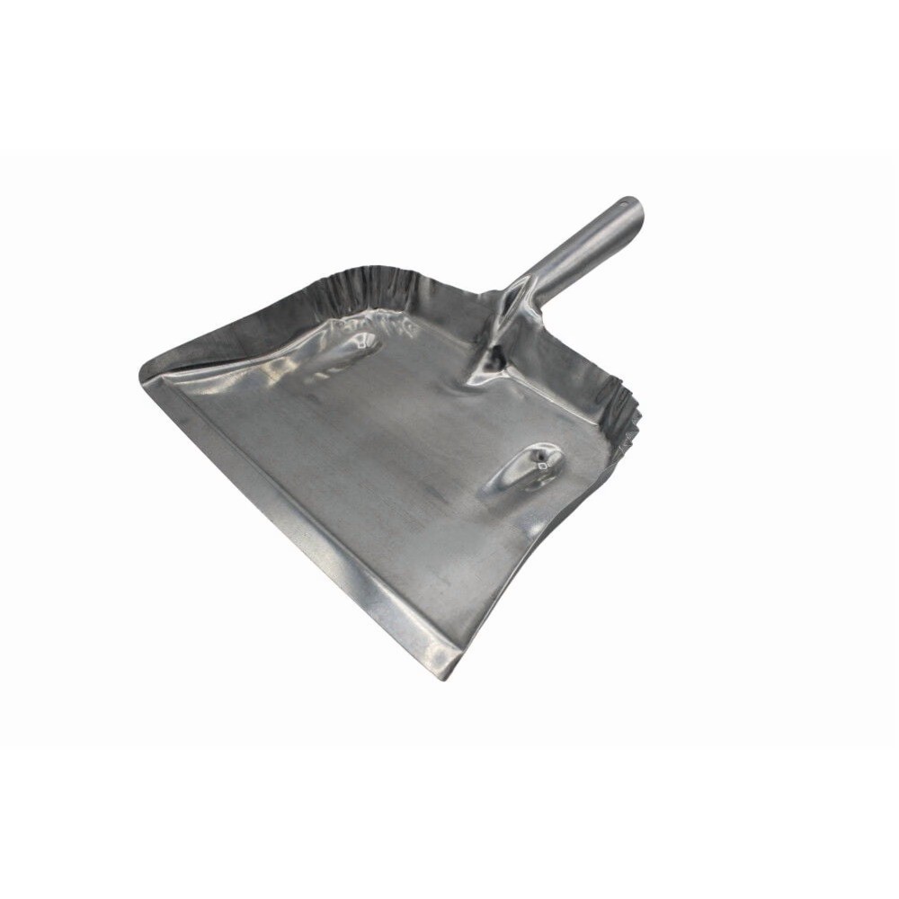 Heavy Duty Galvanized Steel Dustpan with Long Handle Silver