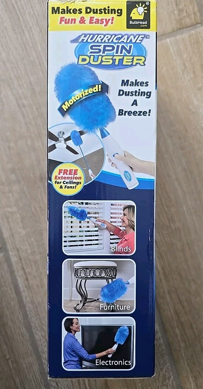 Hurricane Spin Duster Motorized Dust Wand w/ Extension Rod NEW IN BOX