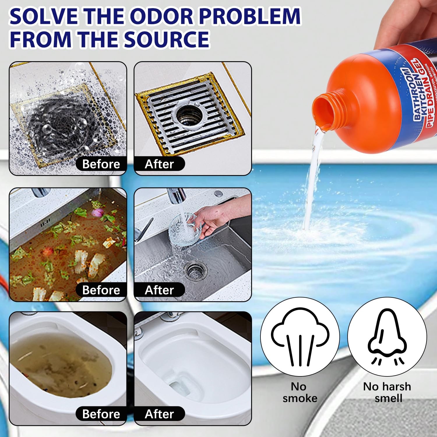 Drain Clog Remover, Drain Clog Dissolver, Opener-Cleaner,Toilet Clogged Remov…