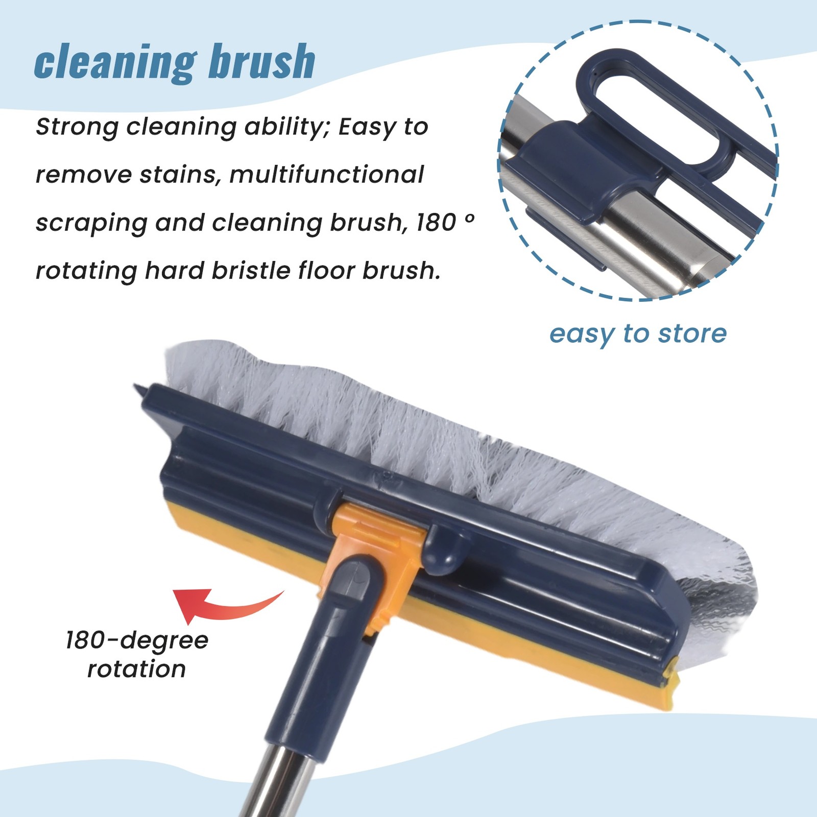 Long-Handled Floor Brush, Multi-Functional Scraping and Cleaning Brush,9833
