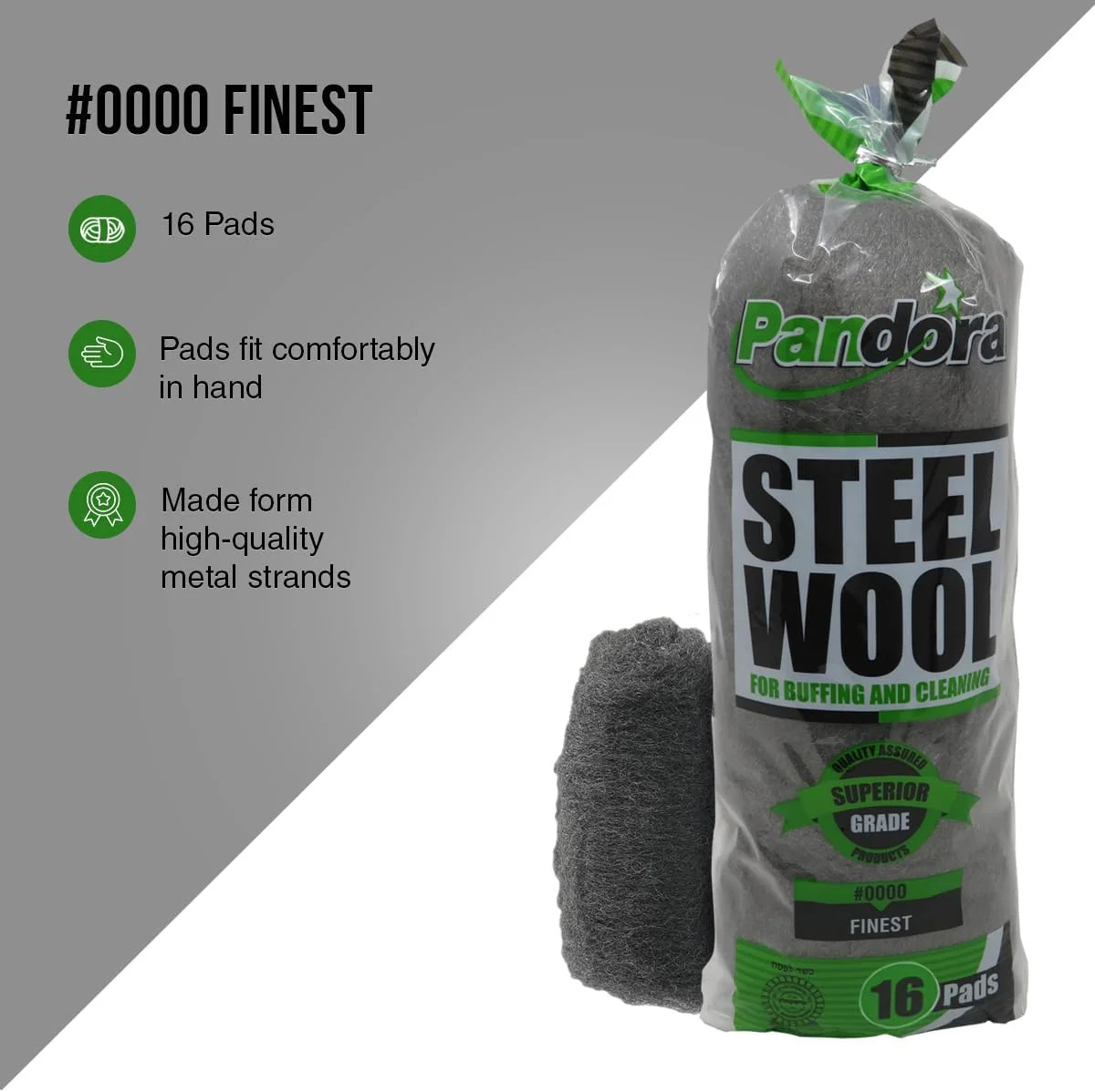 Steel Wool #0000 – Finest Grade, 16 Pads for Buffing and Cleaning – Quality Meta