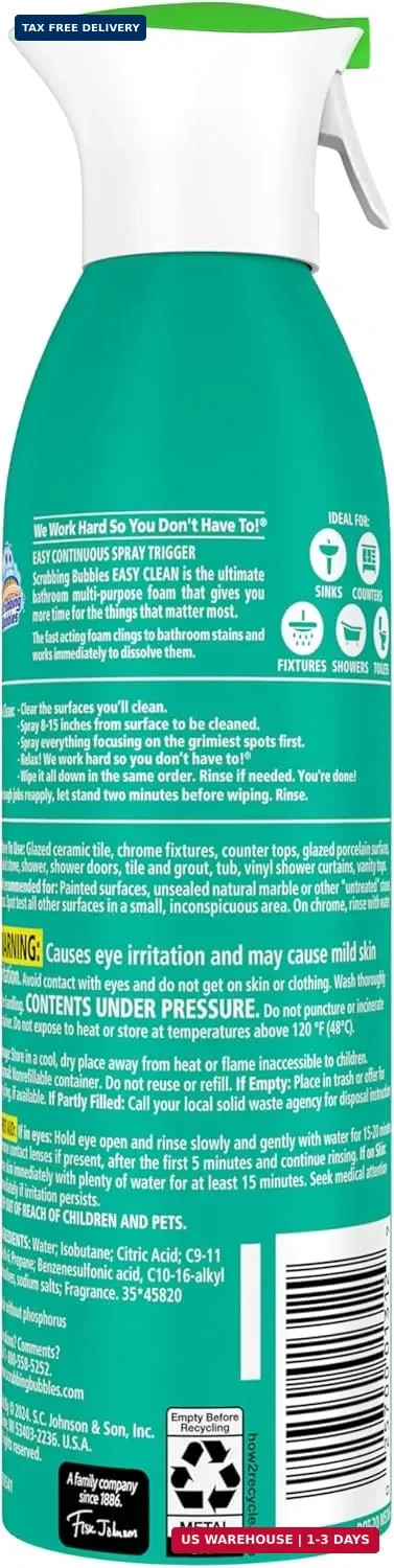 Scrubbing Bubbles Easy Clean Foaming Multipurpose Bathroom Cleaner, Continuous S