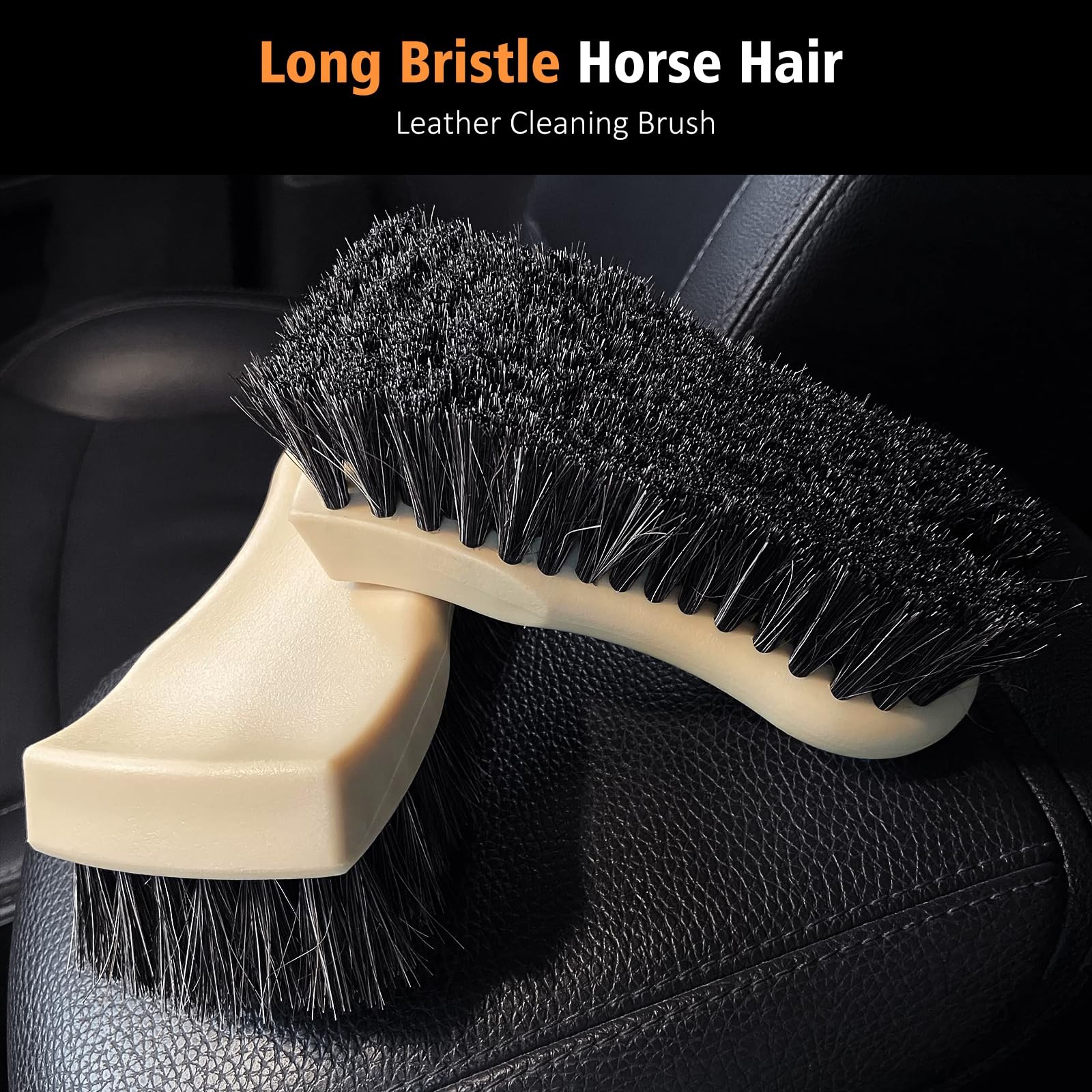 7PCS Car Interior Detailing Kit Horse Hair Leather Brush Applicator Pads