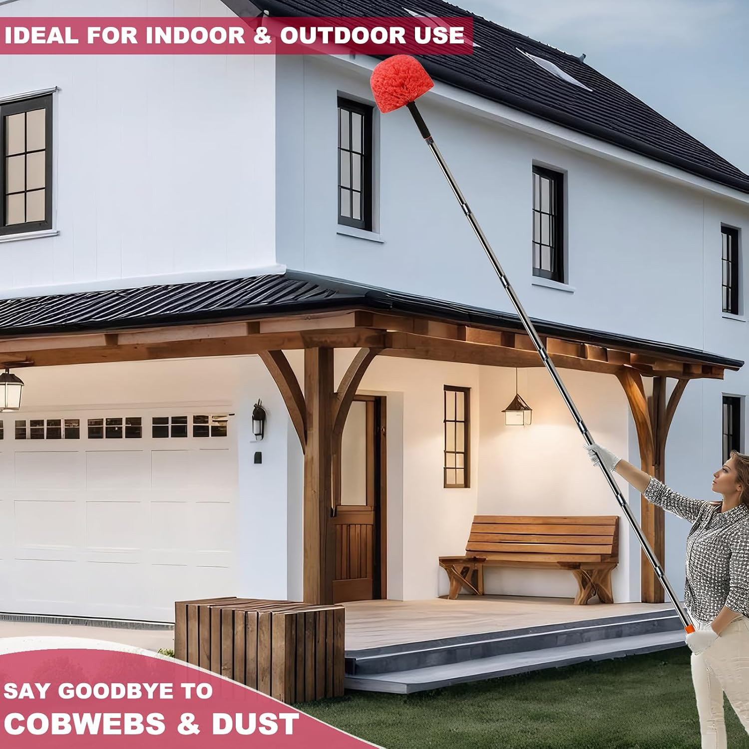 2 Pack Twist-On Cobweb Duster Head Brush – Indoor & Outdoor Spider Web Cleaning
