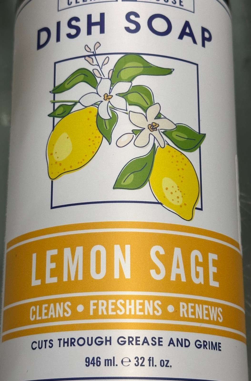(2-Pack) CLEAN HOUSE ~ LEMON SAGE Essential Oil DISH SOAP Cleanse Freshen Renew