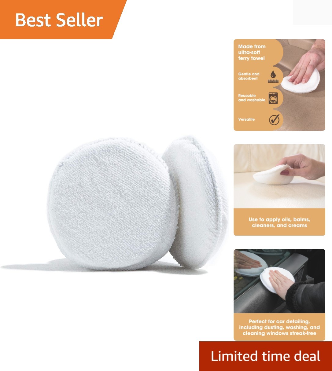 Non-Abrasive Leather Applicator Sponges – 2 Pack for Cleaning & Protection