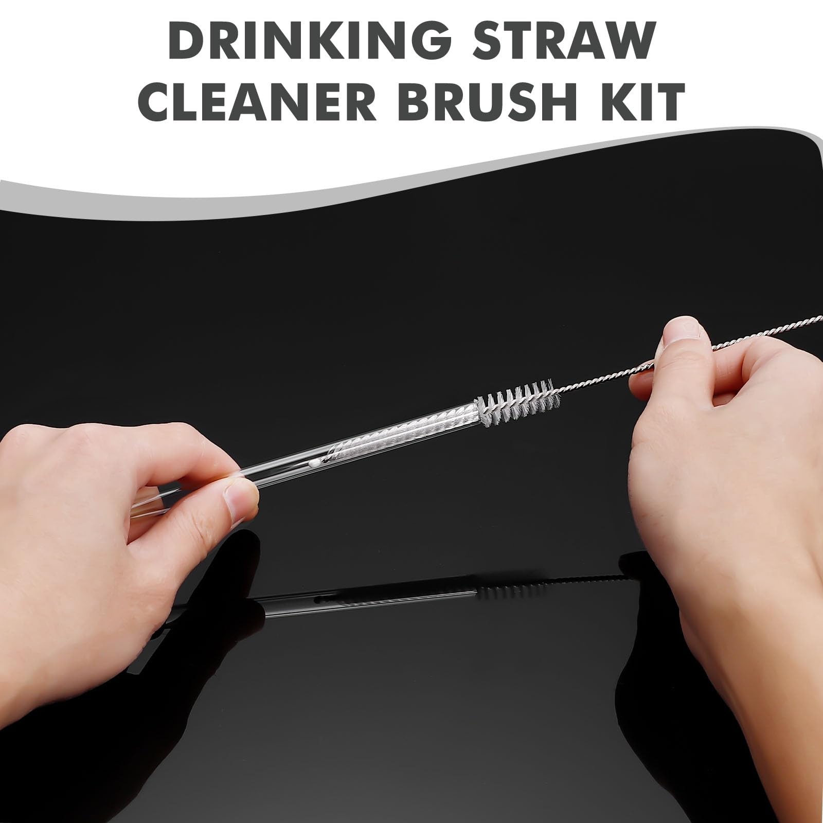 Straw Cleaner Brush, Reusable Metal Handles Straw Cleaning Brush Extra Long f…