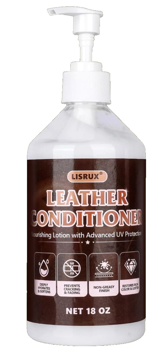 LISRUX Leather Cleaner and Conditioner Kit – 18 oz Bottles + Buffer & Towel