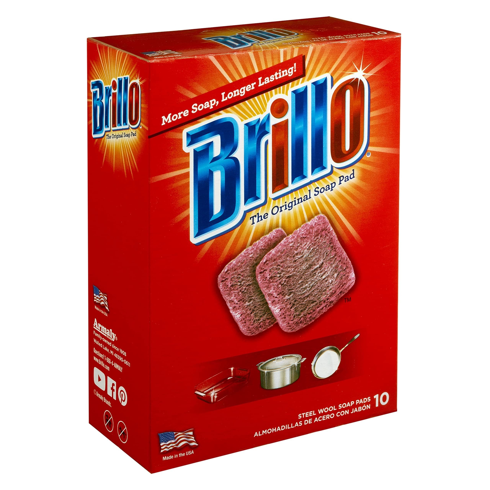 Brillo Steel Wool Soap Pads A76 23310, Long Lasting, Original Red Scent Clean…