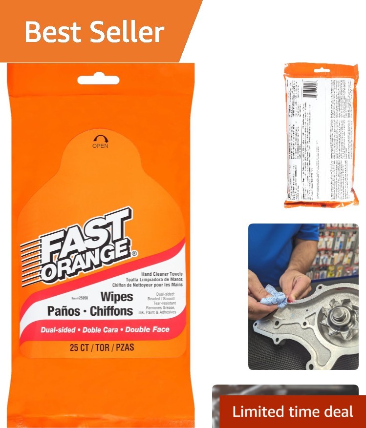 Permatex Heavy-Duty Hand Cleaner Wipes – 25 Count for Tough Grease Removal