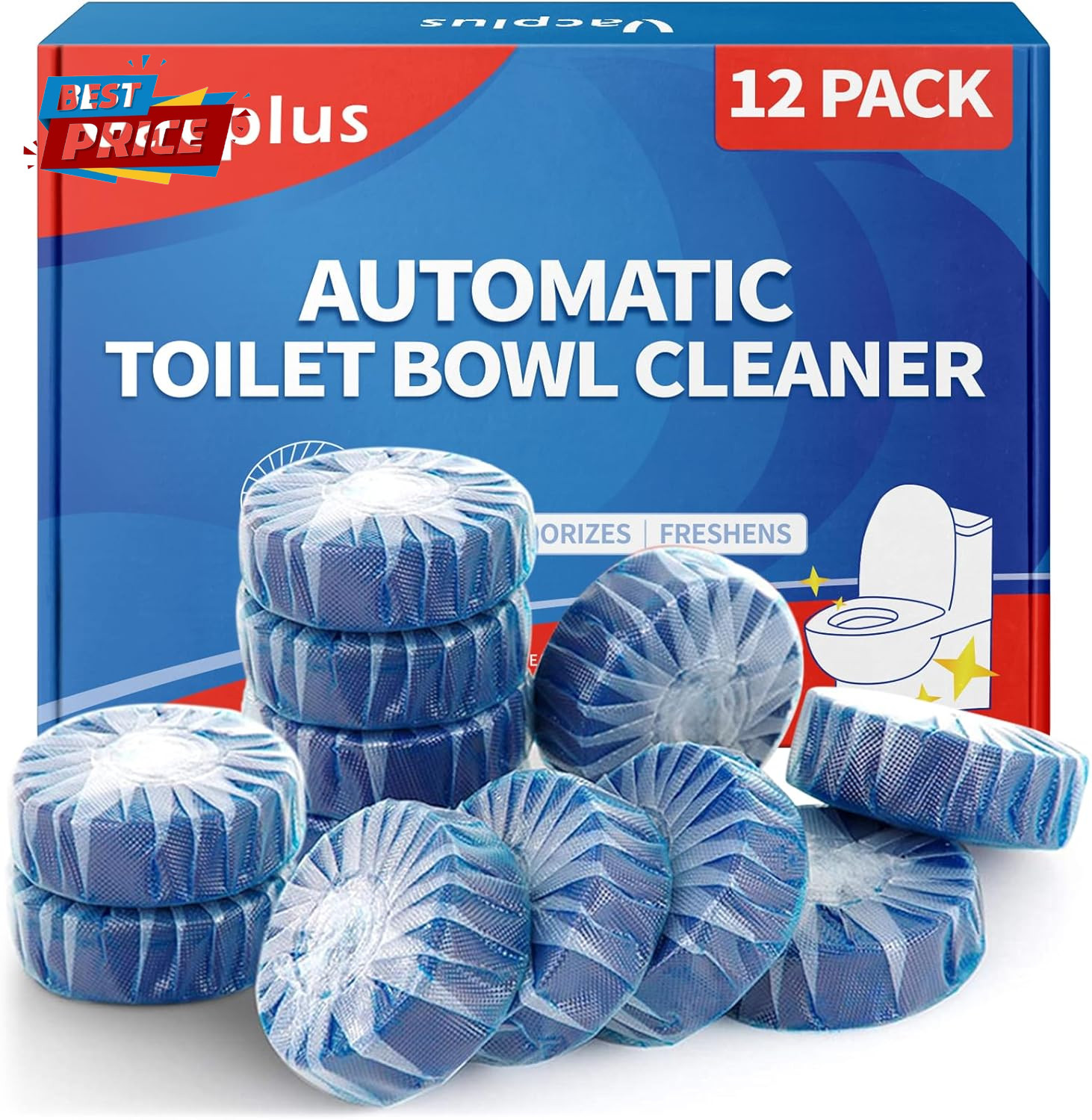 Automatic Toilet Bowl Cleaner Tablets, Bathroom Toilet Tank Cleaner (12 PACK), V