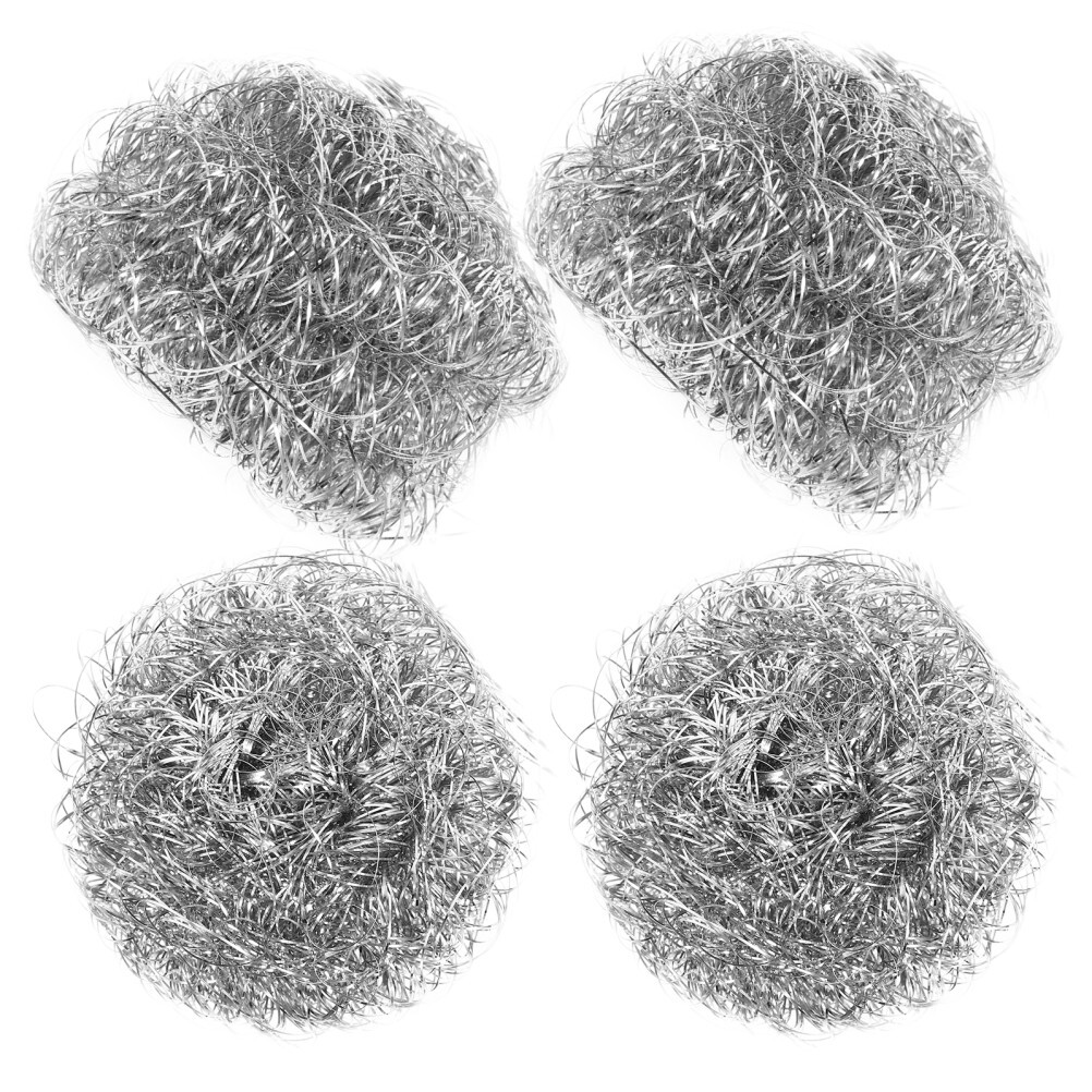4pcs Stainless Steel Sponges Scrubbers Kitchen Practical Spiral Scourers for Pot