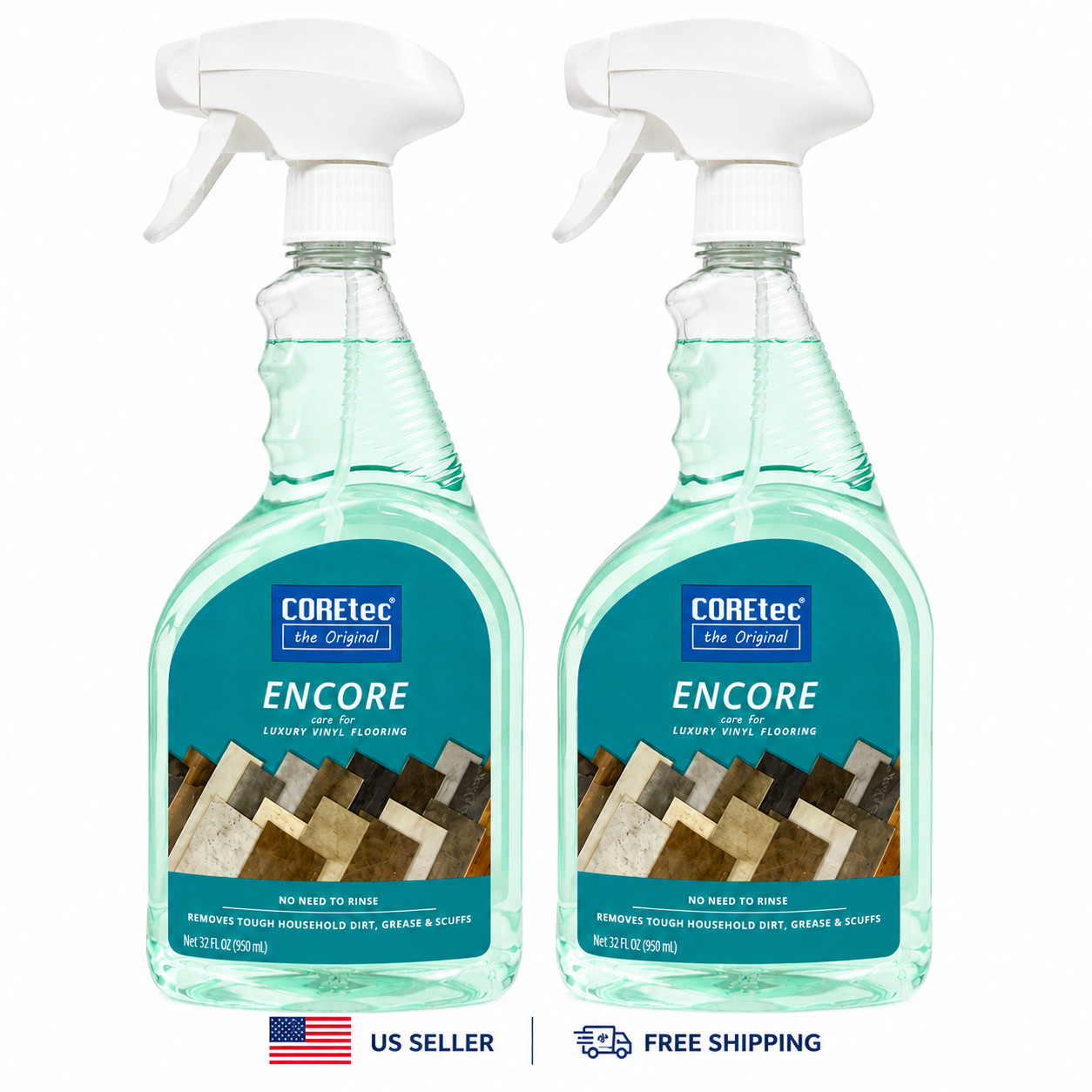 COREtec Encore Floor Cleaner 32 oz Pack of 2 Luxury Vinyl LVP LVT Laminate