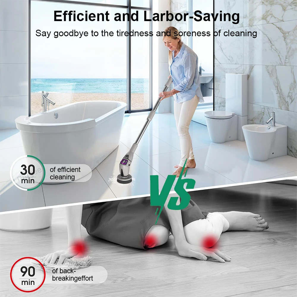Electric Bathroom Cleaning Brush 10 in 1 Multifunctional Household Wireless Elec