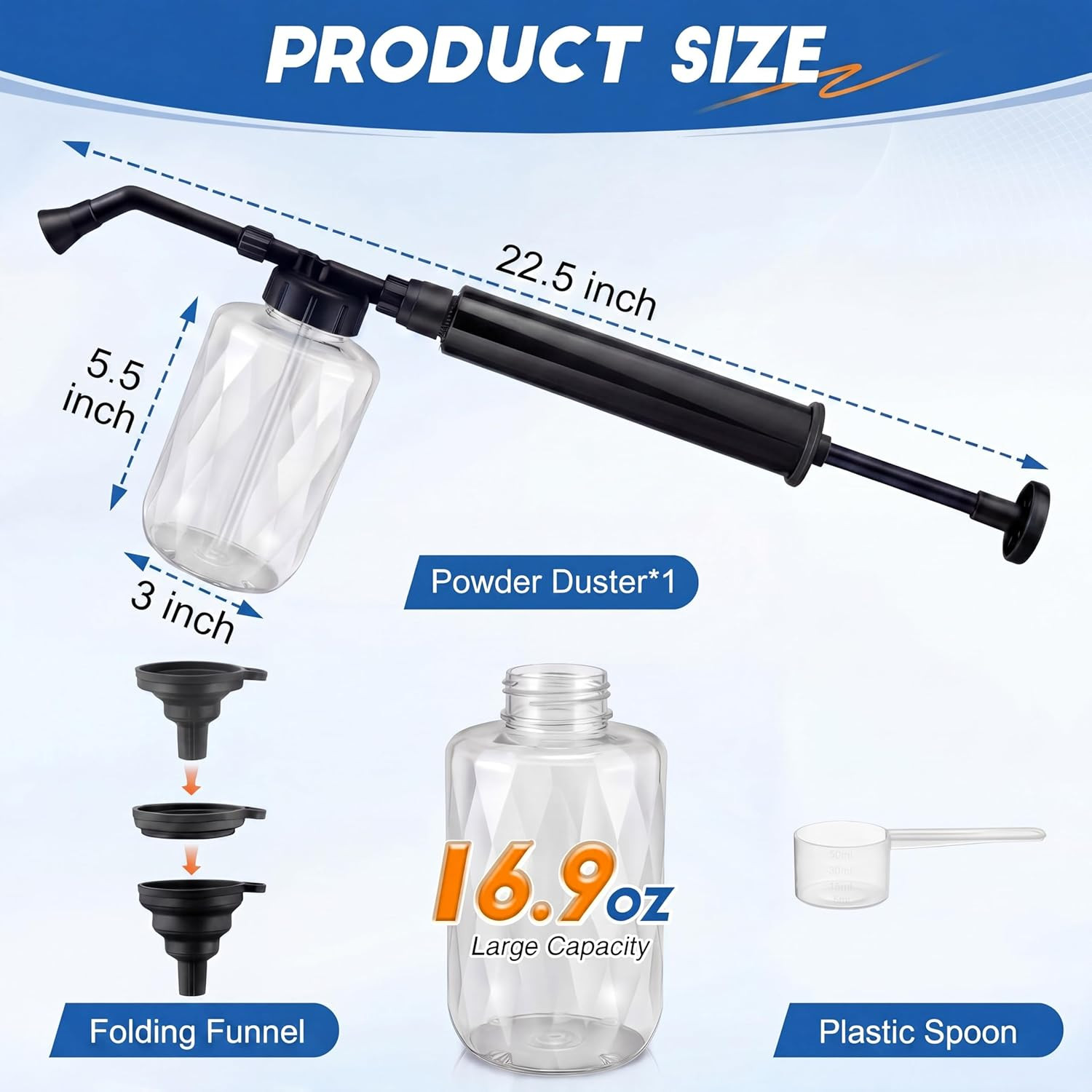 Diatomaceous Earth Powder Duster, 500Ml Garden Powder Applicator Dispenser, Powd