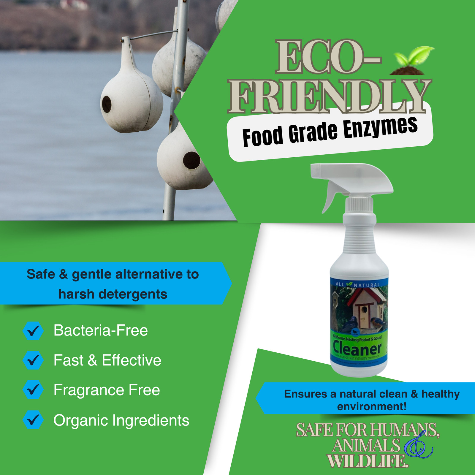 Natural Birdhouse, Gourd & Nesting Pocket Cleaner | Safe for All Nesting Birds |